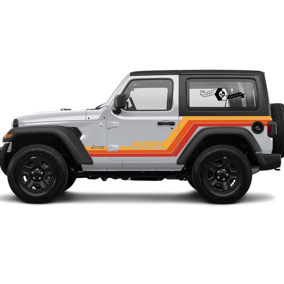 Jeep Rubicon Retro Vintage 4x4 Off-Road 2 doors racing stripe kit long Off Road Graphic Kits
