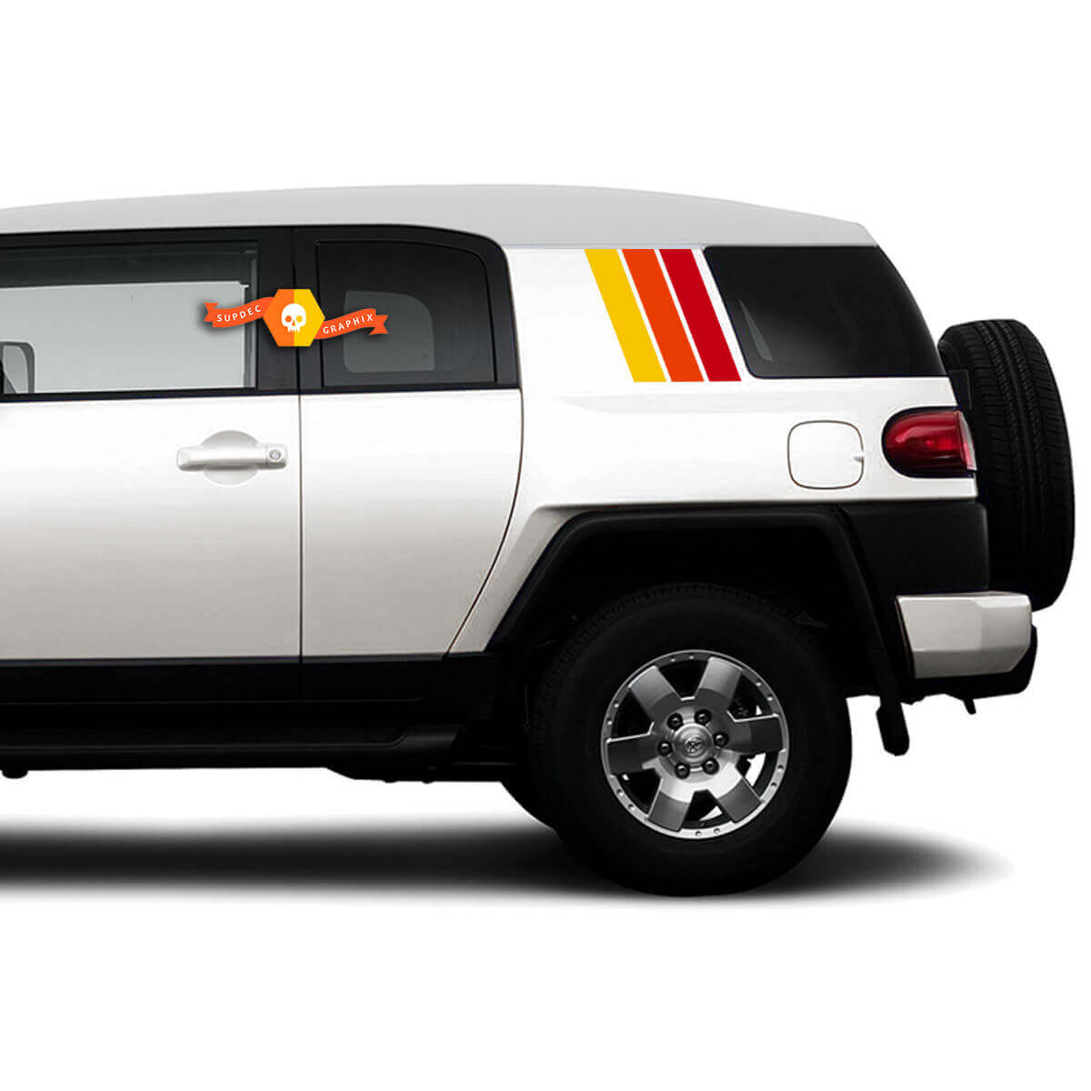 Pair of Three Colors Old School Toyota FJ Cruiser Stripes Side Vinyl Decals Stickers for Toyota FJ Cruiser -- Three Exterior Colors
