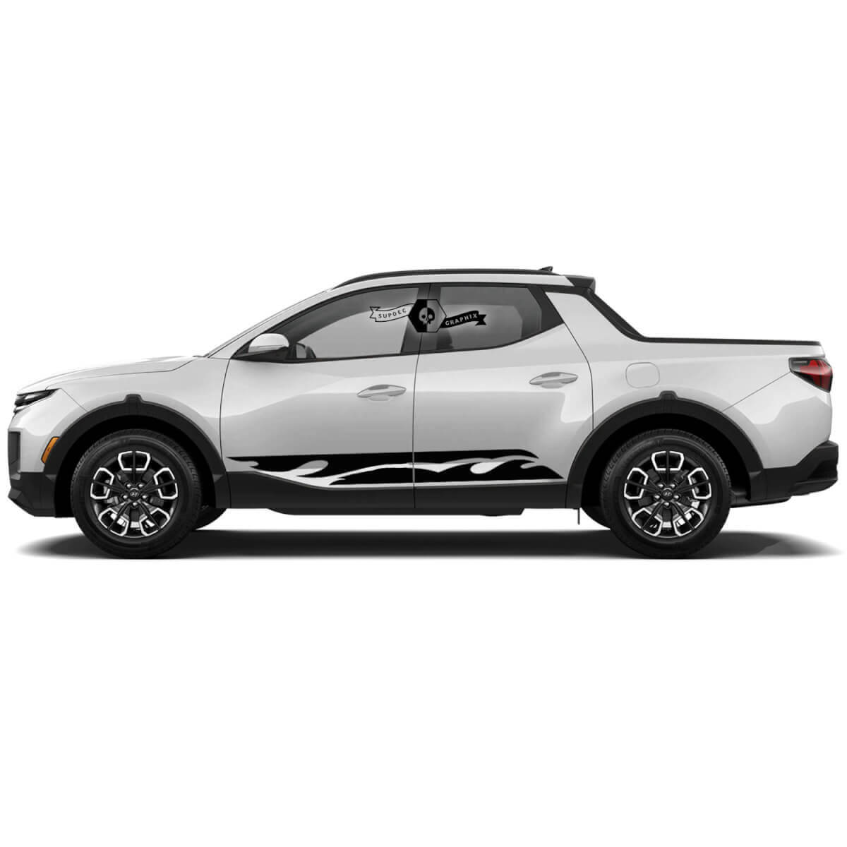 Waves Rally Side Rocker Panel Vinyl Stickers Decal Graphic Kit fit to Hyundai Santa Cruz
