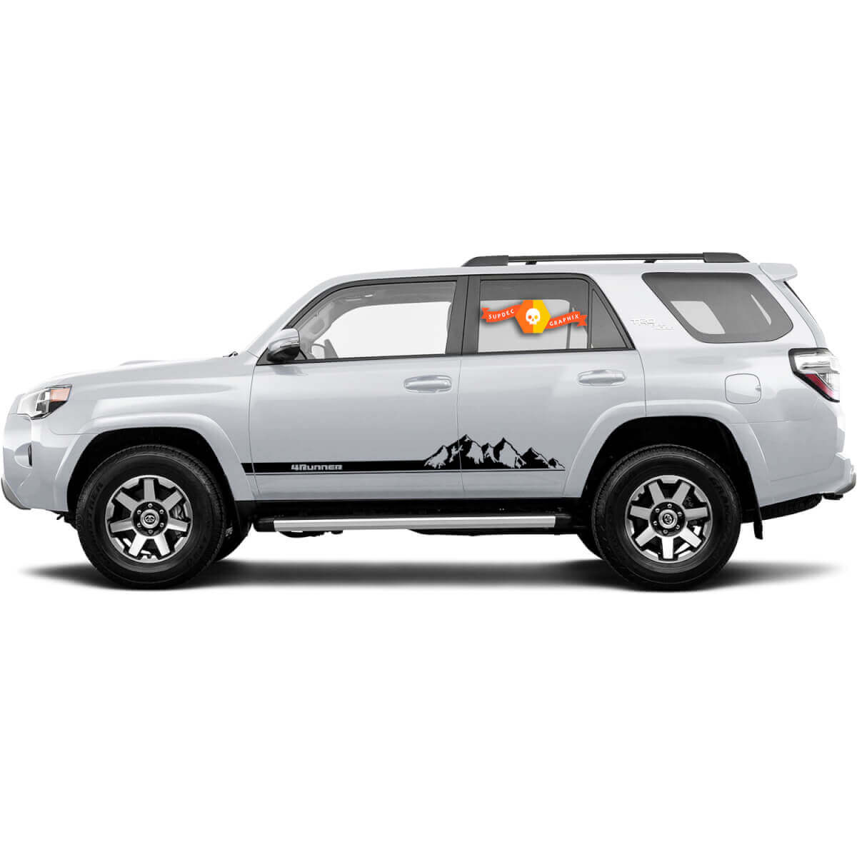 2x Mountains 4Runner Side Doors Mountain Vinyl Decals stripe Stickers for Toyota 4Runner 2010 - 2021 TRD
