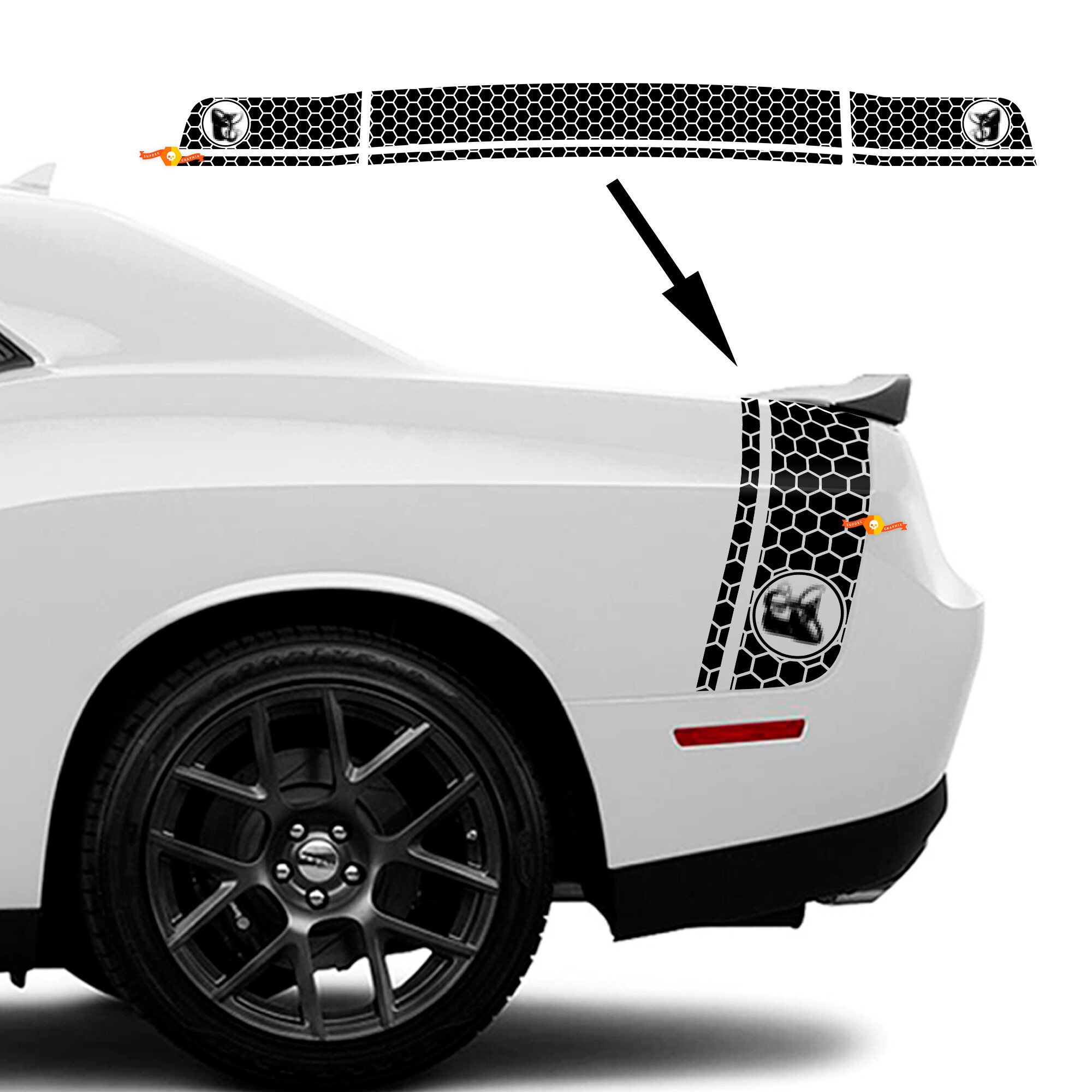 Super Bee Honeycomb Style Bedside Trunk Vinyl Decal Sticker for Dodge Challenger
