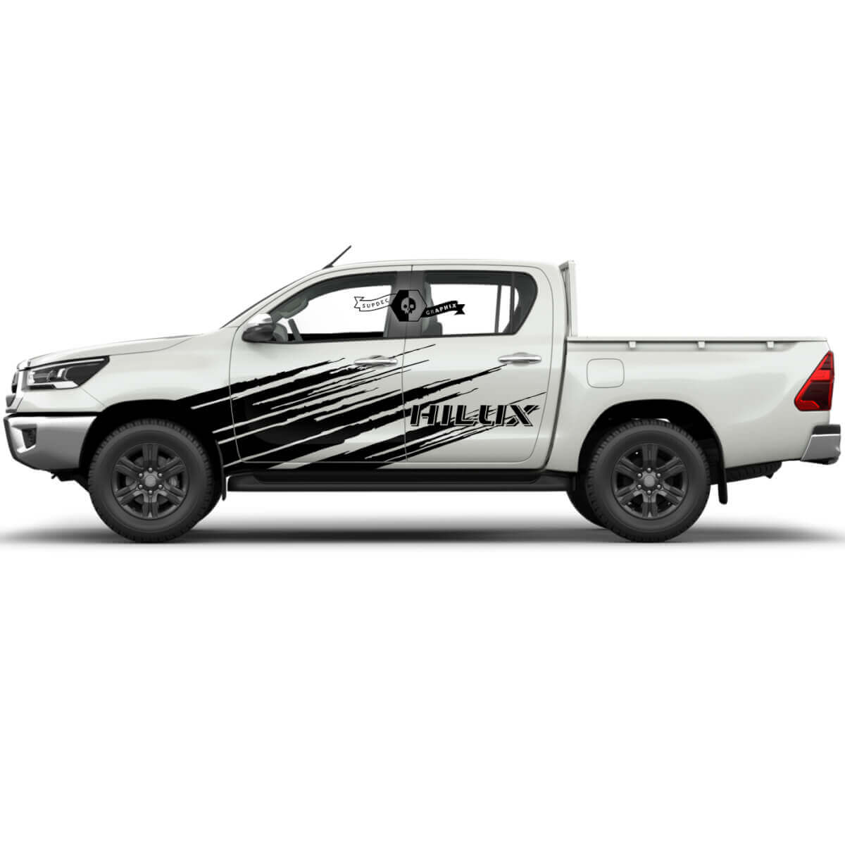 Pair Toyota Hilux 2022 Rally Doors Mud Side Splash Distressed WRAP Vinyl Stickers Decal Graphic
