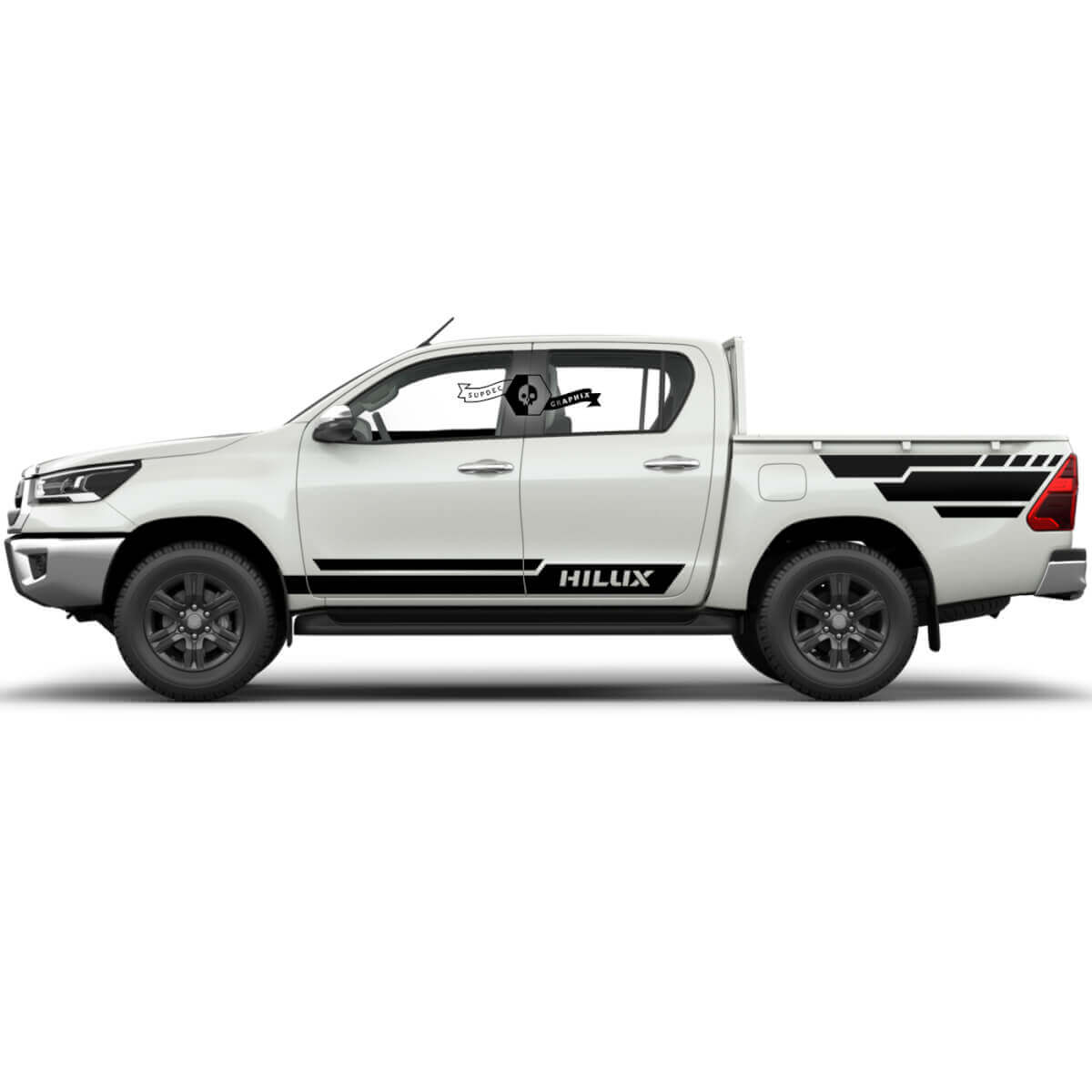 Pair Toyota Hilux 2022 Rally Doors Bed Side Splash Modern WRAP Vinyl Stickers Decal Graphic
