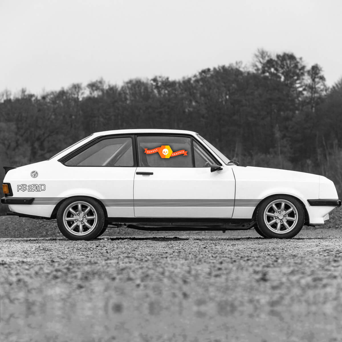 RS2000 Logo Accent Stripes Side Vinyl Decal Sticker for Musclecar Escort RS2000
