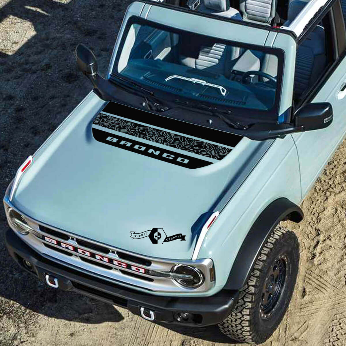 Topographical Map Logo Letterline Vinyl Decals Stickers 2 for Musclecar horse