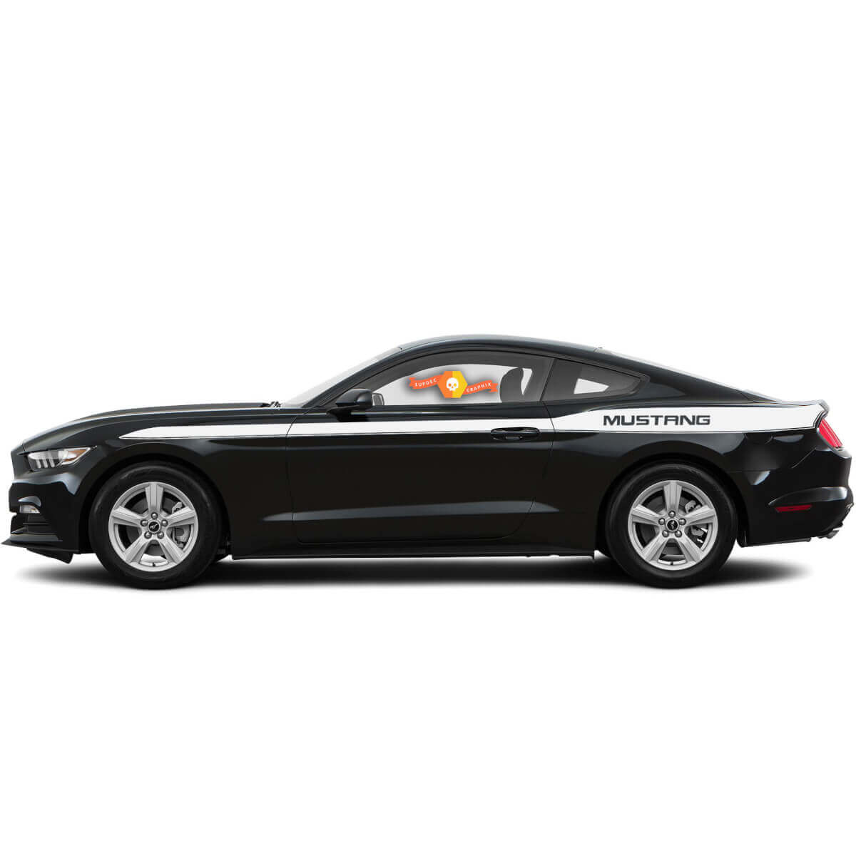 Pair Ford Mustang 2015-2017 Mustang Logo Side Stripe Vinyl Decal Sticker Graphic Kit

