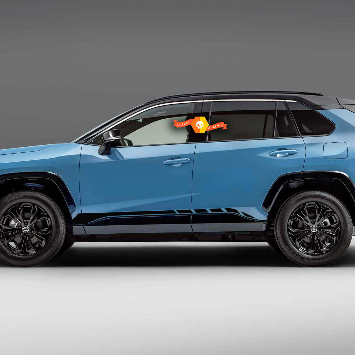 Pair Rocker Panel Side Stripes Decal Sticker Fits Toyota Rav4 2019 - 2022
