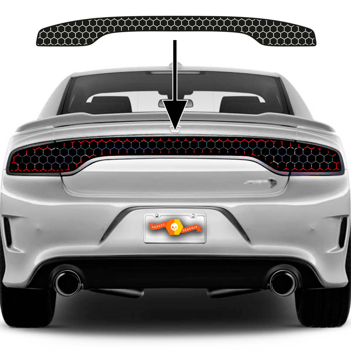 Dodge Charger SRT Hellcat Widebody Tail Light Honeycomb Toning Vynil Decal Sticker Graphics
