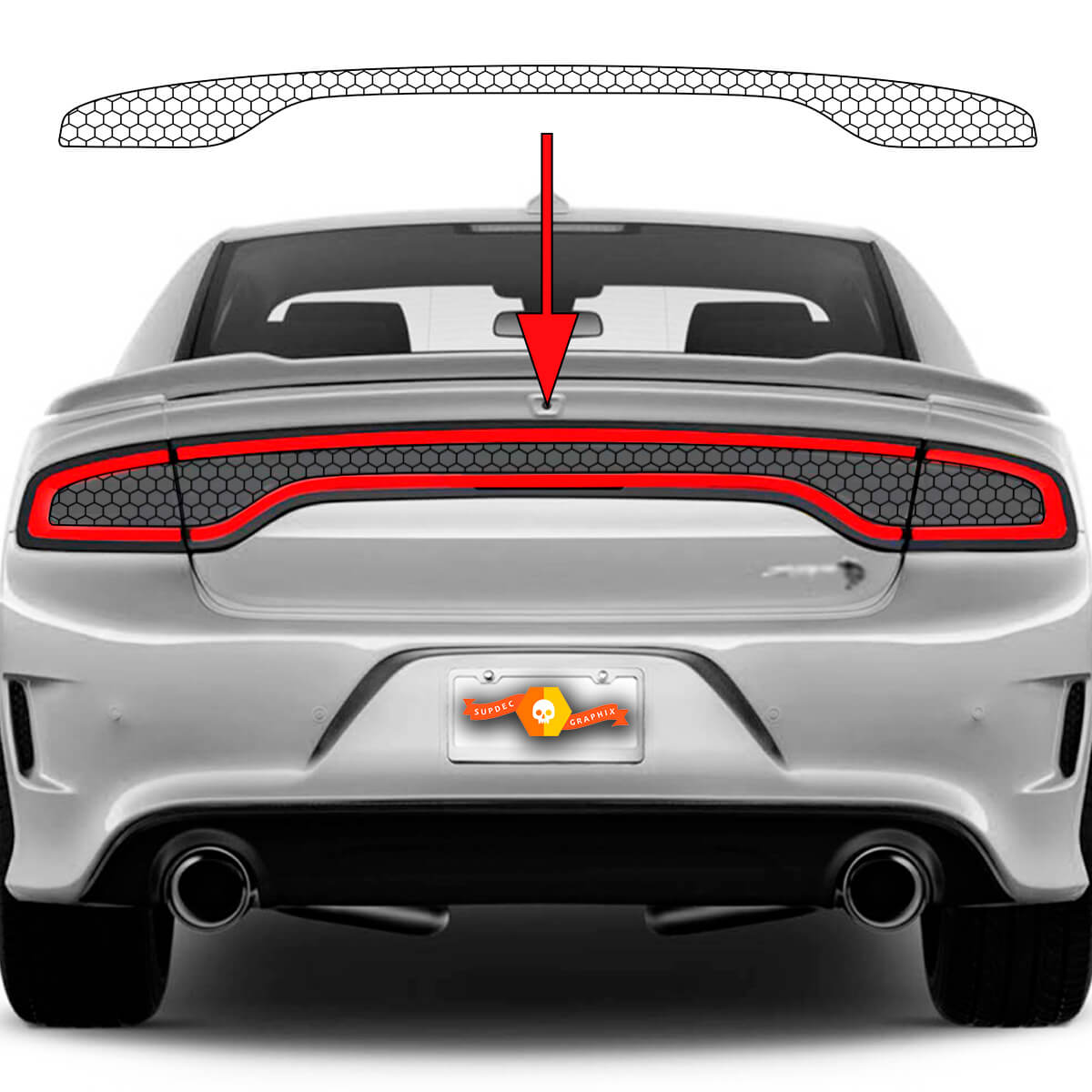 Dodge Charger SRT Hellcat Widebody Tail Light Honeycomb New Vynil Decal Sticker Graphics
