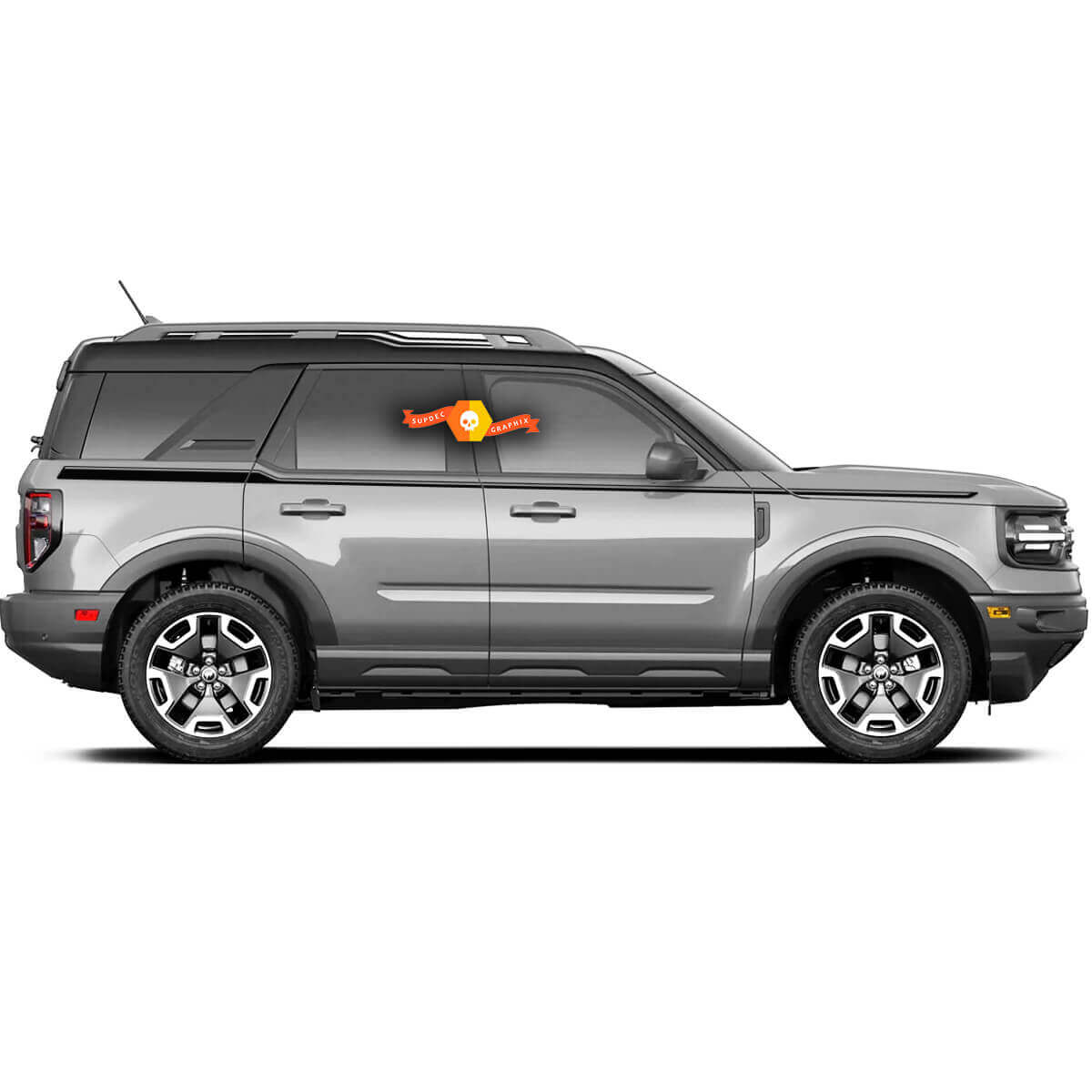 Pair of Bronco Doors Thin Up Accent Line Trim 4-door Side Stripe Decals Stickers for Ford Bronco 2021
