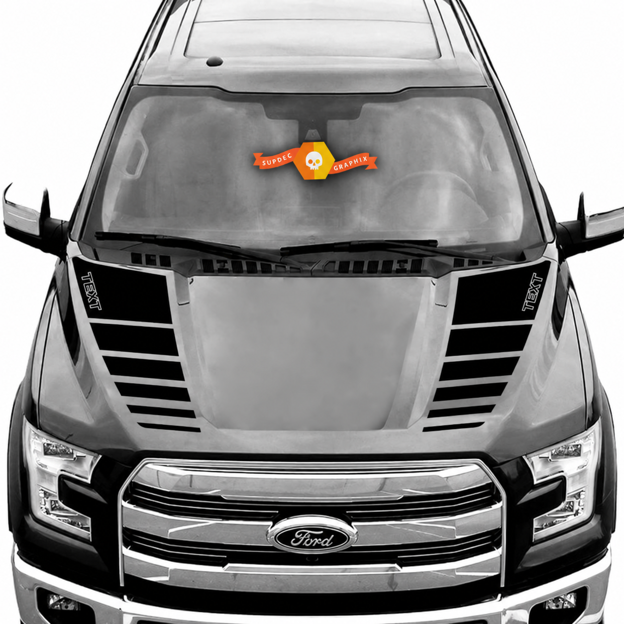 TEXT Louver Spear Pair Hood Vinyl Decal Sticker for Ford F-150 2016-2021