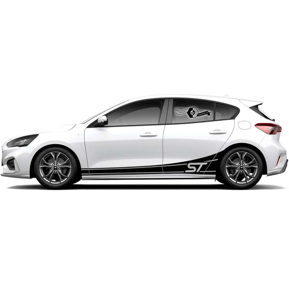 Pair Ford Focus ST  2017 - 2022  ST-Line EcoBoost Stripe Rocker panel Vinyl Decal Sticker Graphic
