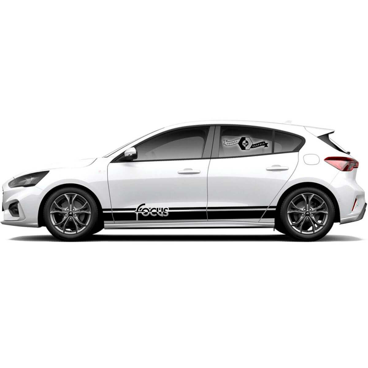 Pair Ford Focus ST  2017 - 2022 Classic ST-Line EcoBoost Stripe Rocker Panel Vinyl Decal Sticker Graphic
