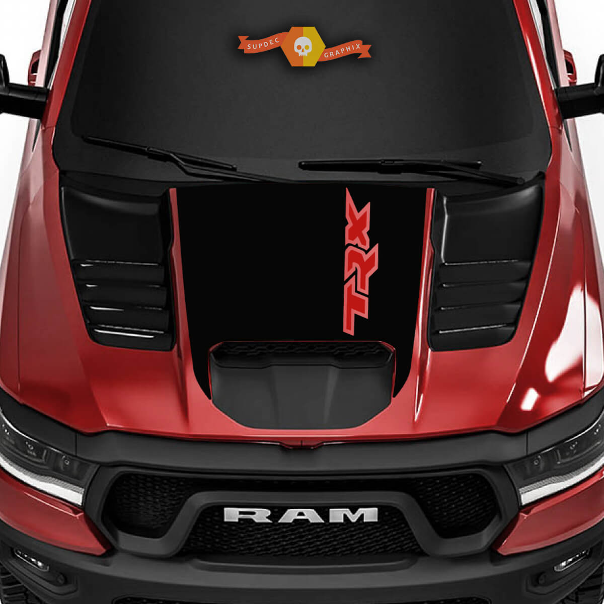 Dodge Ram Rebel 2022+   2023+ 1500 TRX Hood 2 Colors TRX Truck Vinyl Decal Graphics
