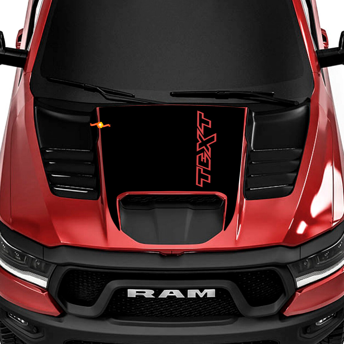 Custom Text Blackout Hood Vinyl Decal for Dodge Ram Rebel 1500 TRX