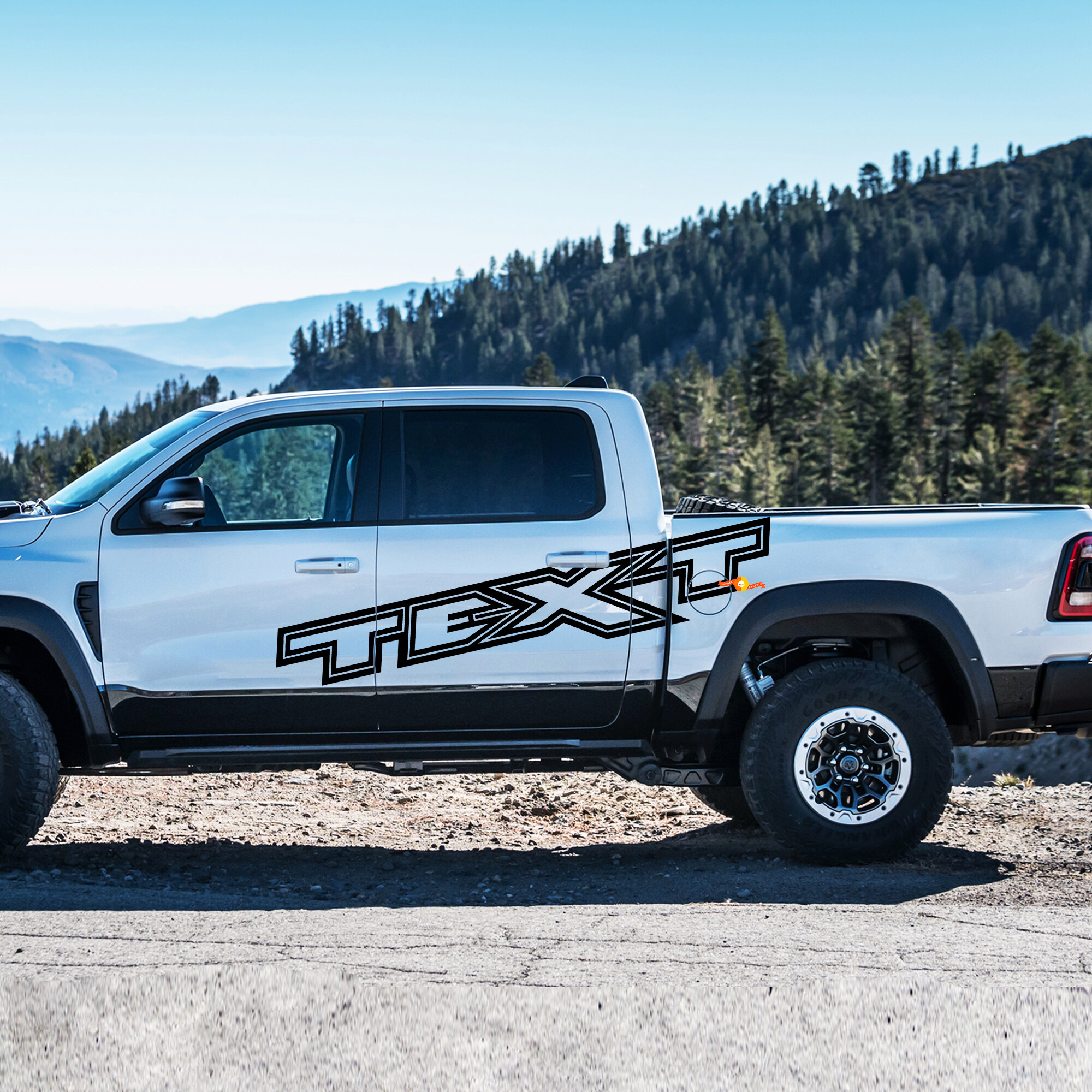 Outline Custom Lettering Side Vinyl Decal for Dodge Ram 1500 Rebel TRX