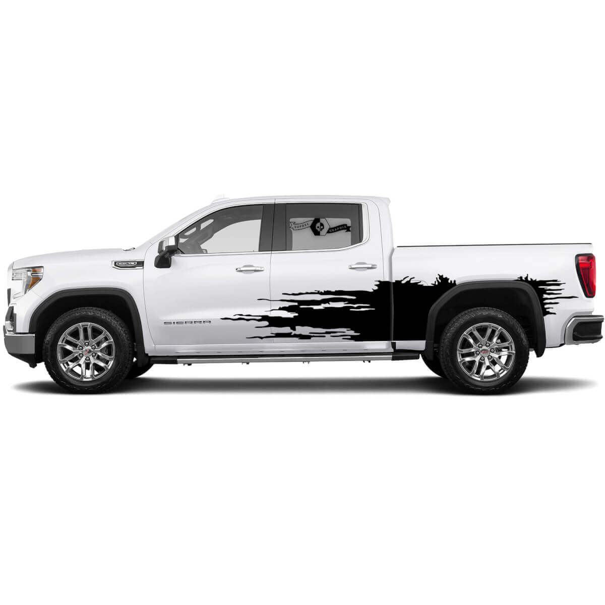 2x Side Stripes Decal For 1500 Gmc Sierra Wrap Mud Bed Side SPLASH Vinyl Stickers Decal Graphic Kit

