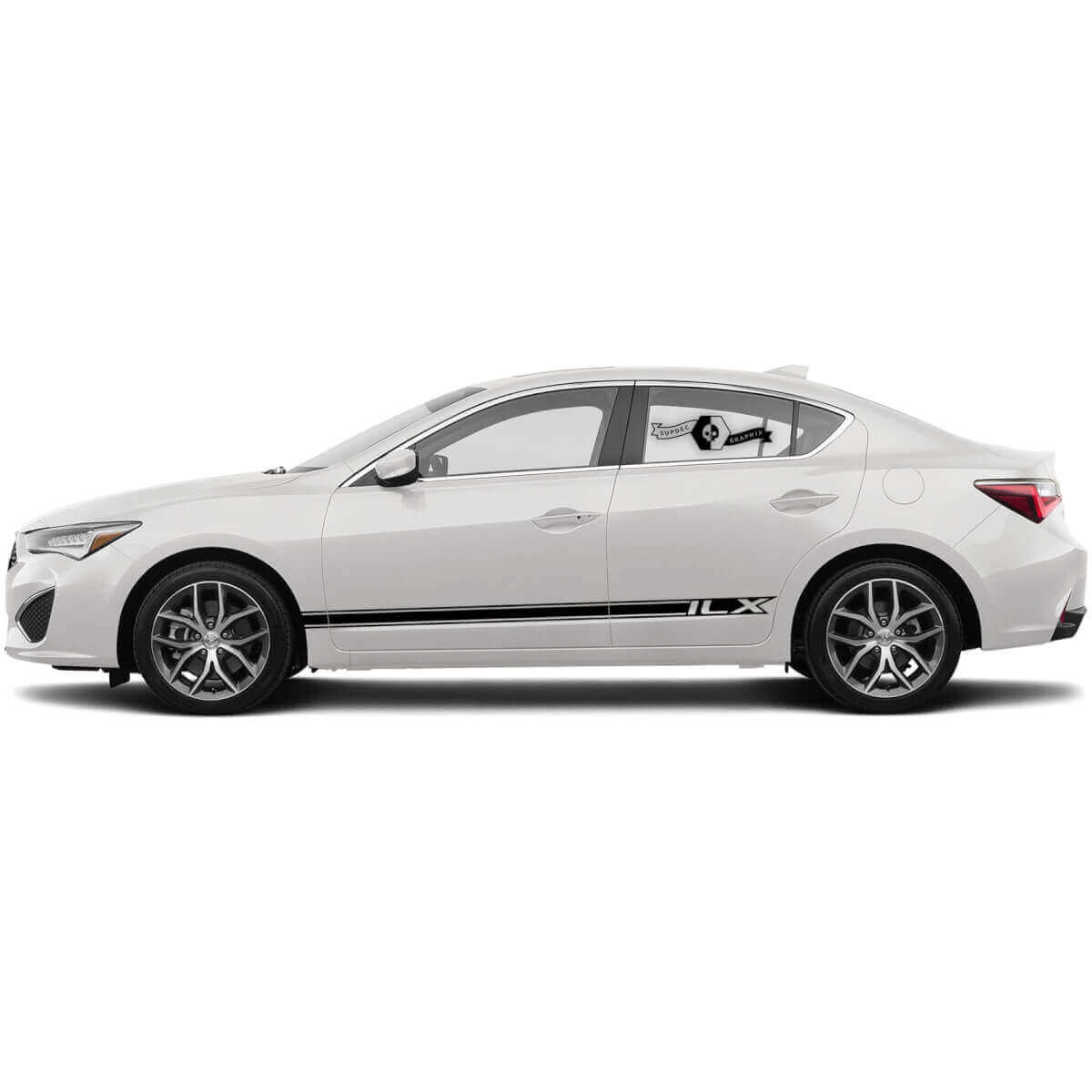 Pair Acura ILX Door Stripes Rocker Panel Side Lines Vinyl Decals Graphics Sticker
