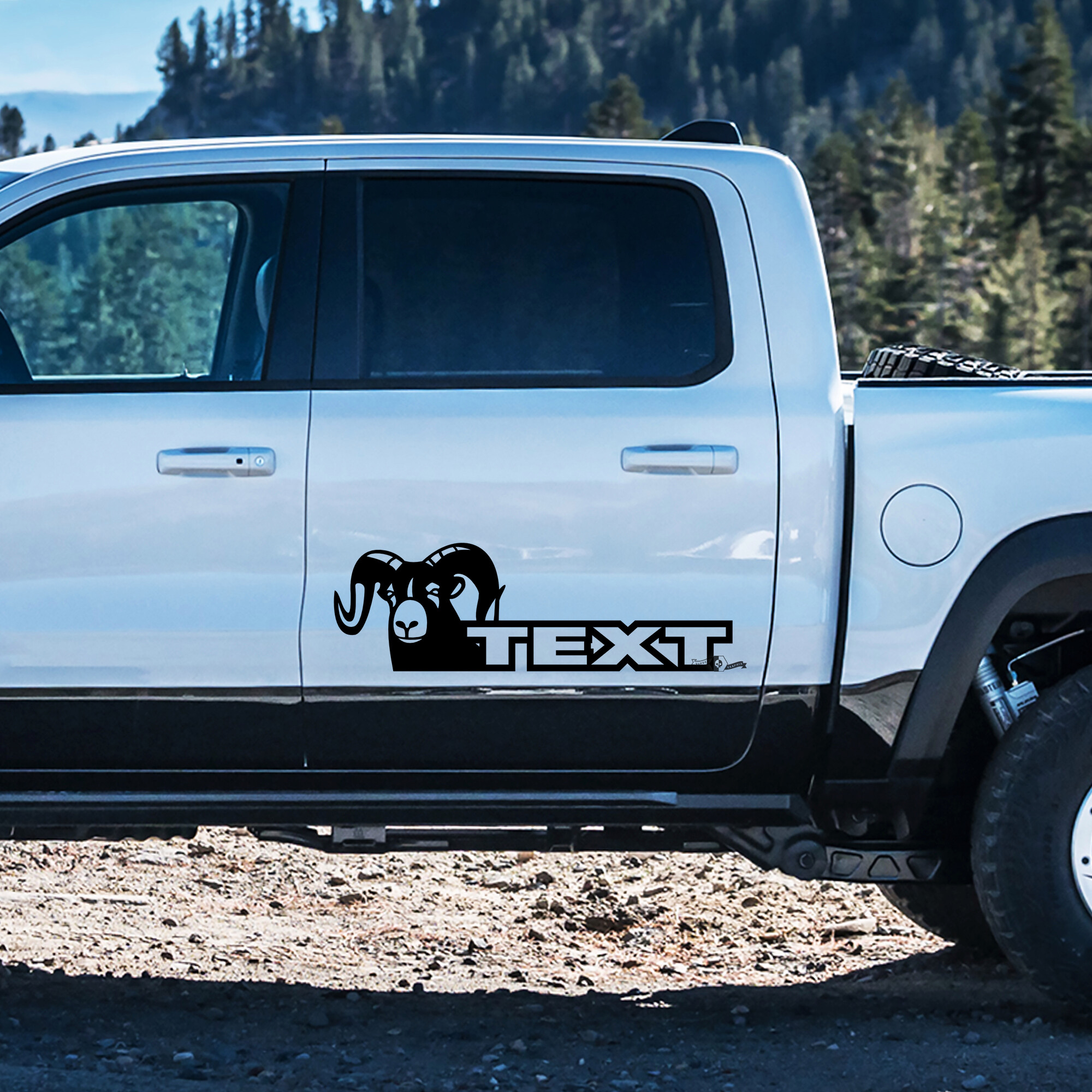 Custom Text Hemi Style Door Side Vinyl Decal Sticker for Dodge Ram 1500