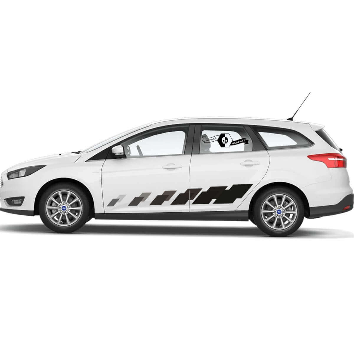 Courses à damier Bandes Autocollant Vinyle Porte Latérale Pour Ford Focus 2021+
