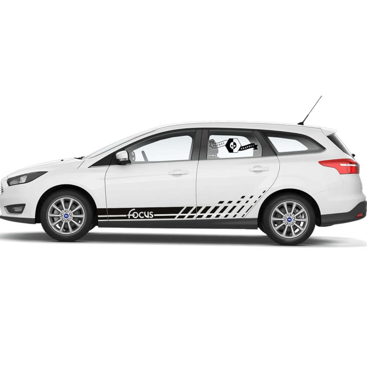 2x 2021+ Ford Focus Doors Side New Rocker Panel Ford Focus Car Racing Stripe Vinyl Decal Sticker
