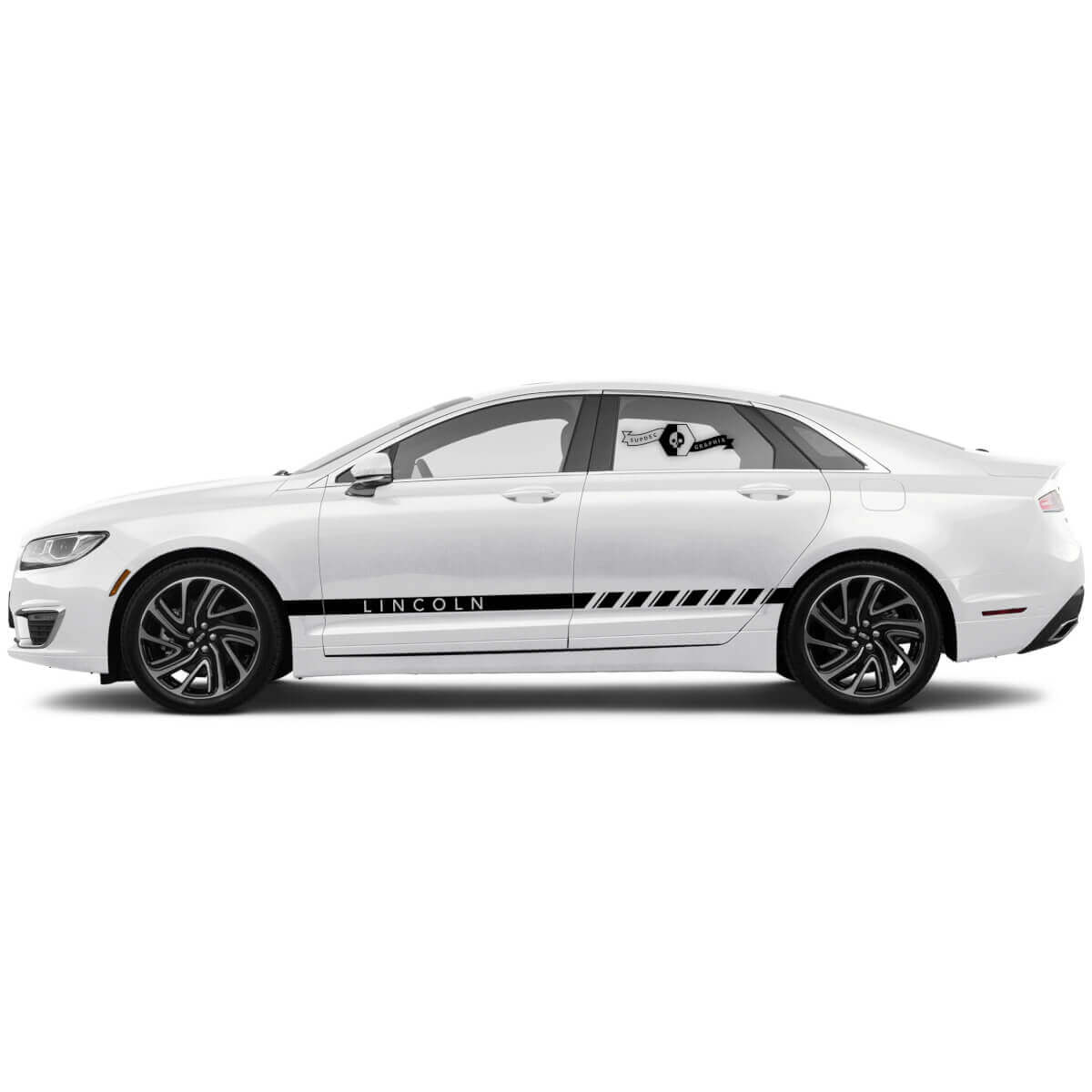 2 x 2020 Lincoln MKZ Doors Stripes Rocker Panel Side Lines Logo Vinyl Decals Graphics Sticker
