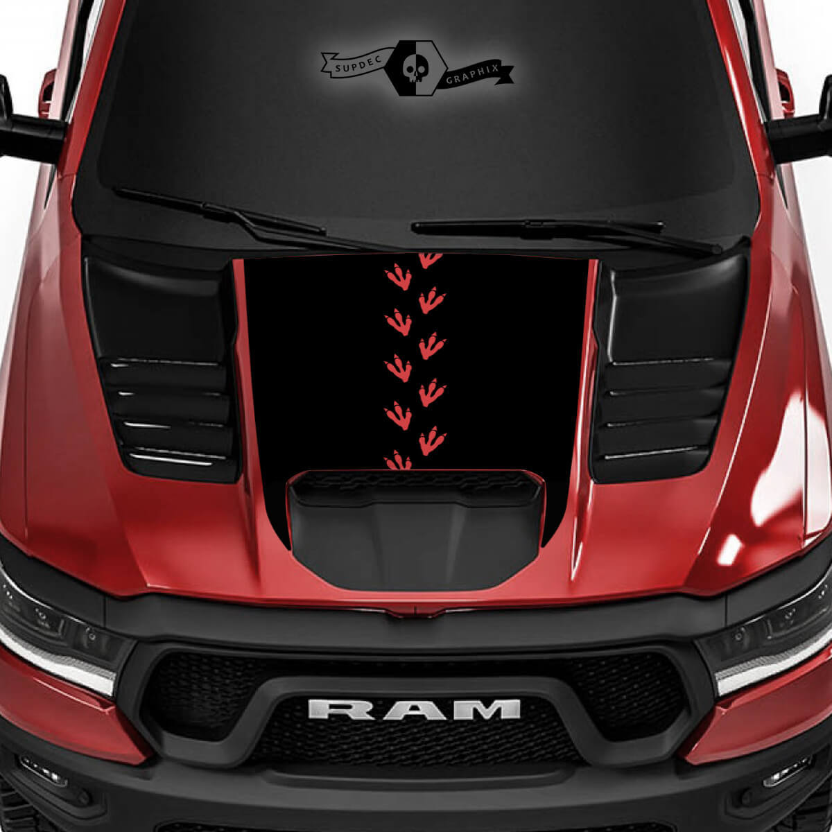 Dinosaur Tracks Hood Vinyl Decal for Dodge Ram 1500 Rebel TRX