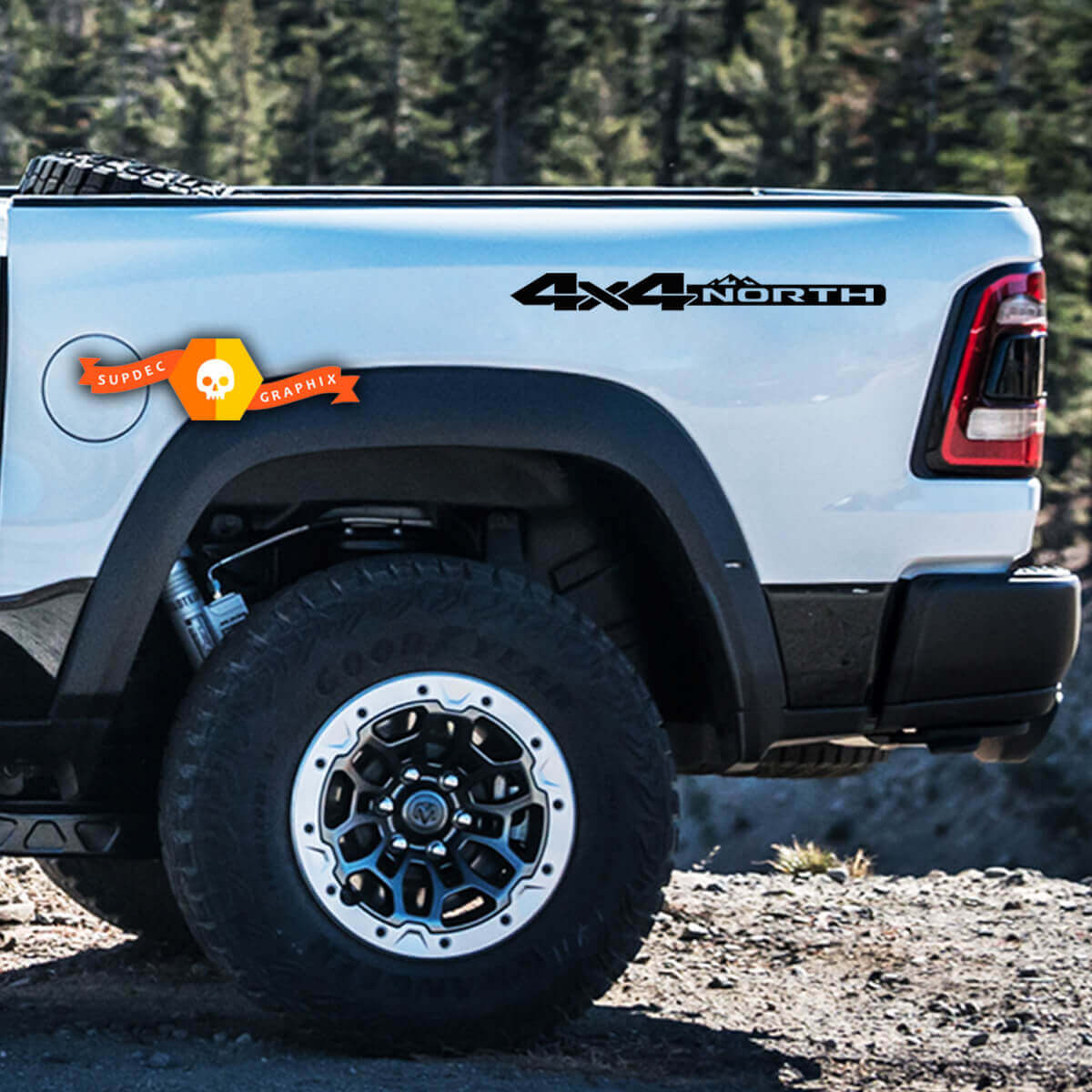 4x4 North Mountain Style Bedside Vinyl Decal Kit for Dodge Ram 1500