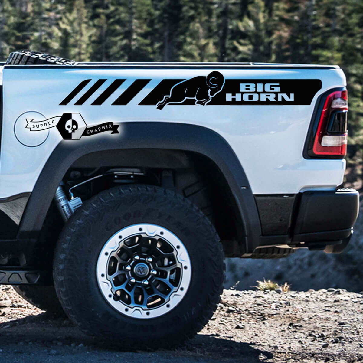 Big Horn Rear Side Stripes Vinyl Decals for Dodge Ram 1500