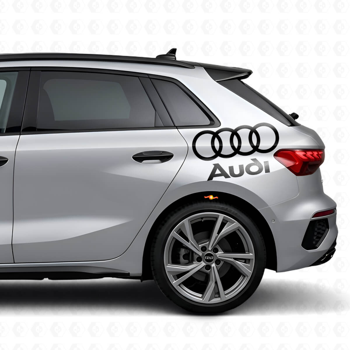 Audi Lettering and Rings Side Vinyl Decal Set for Audi Cars