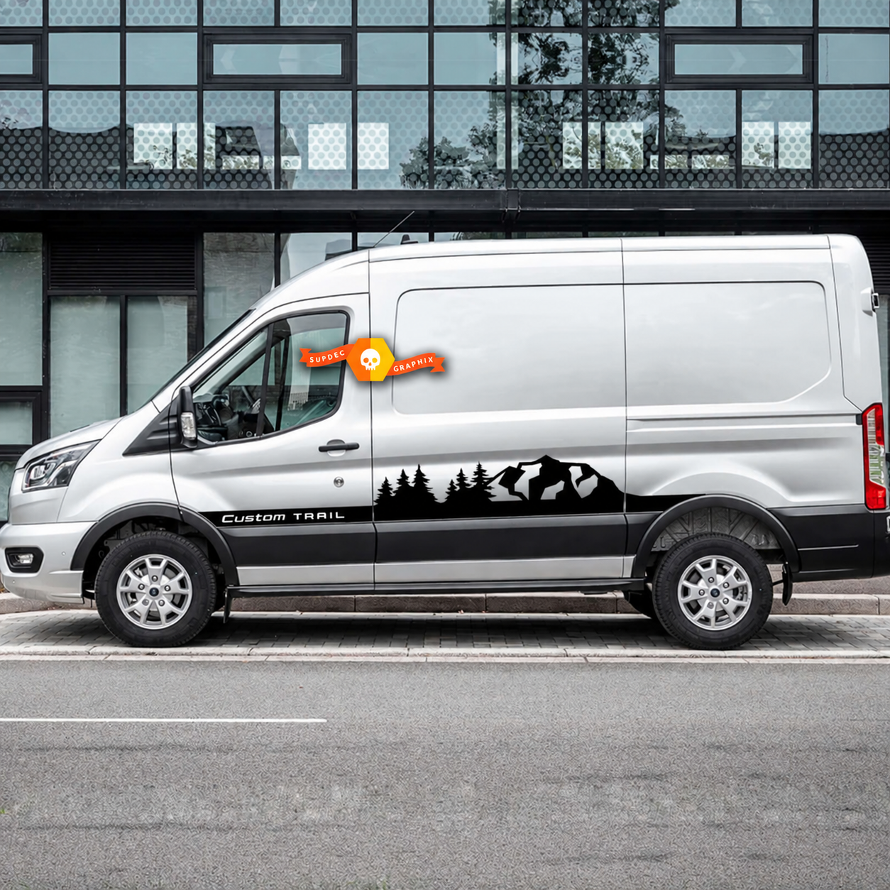 Trail Style Custom Mountain Forest Lower Stripes Side Rocker Panel Vinyl Decal Sticker for Ford Transit