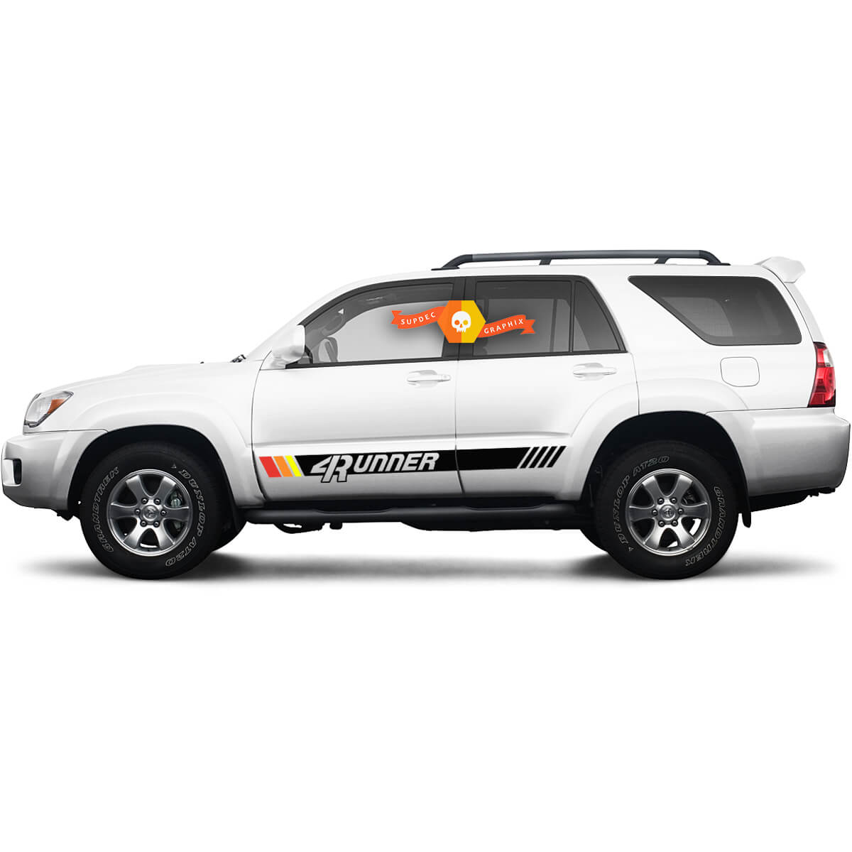 2x 4Runner 4TH and 5th Gen 4Runner Side Door Old School Sunset Vinyl Mountains Decals stripe Stickers for Toyota 4Runner TRD
