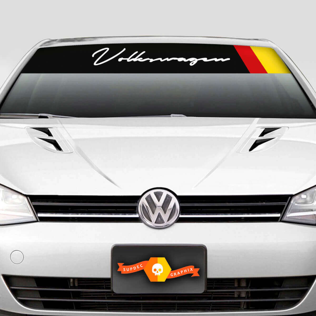 Volkswagen Script German Flag Windshield Sunstrip Decal for VW Golf