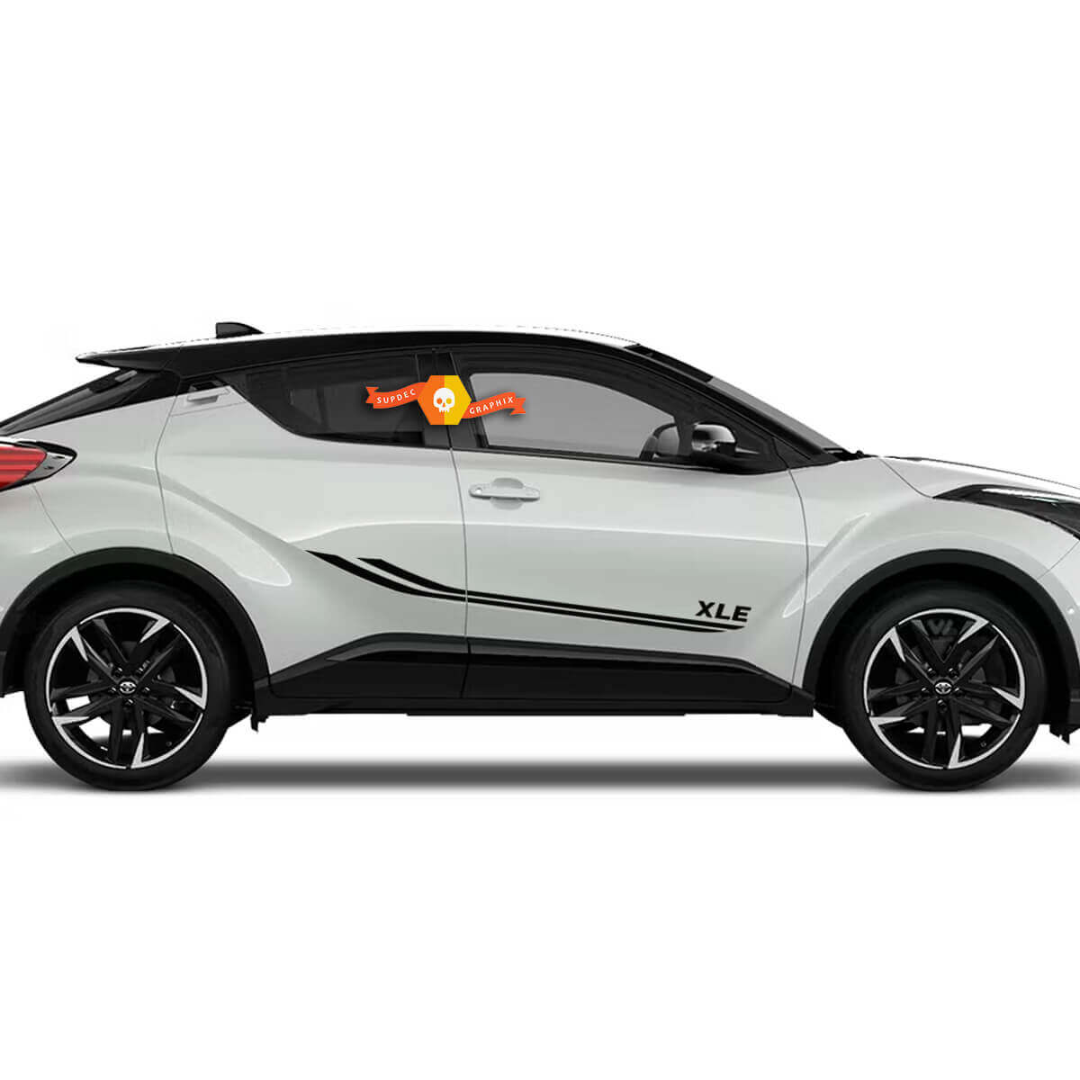 Pair Toyota C-HR Hybrid Sport XLE Side Doors Vinyl Decal Sticker Graphics Kit
