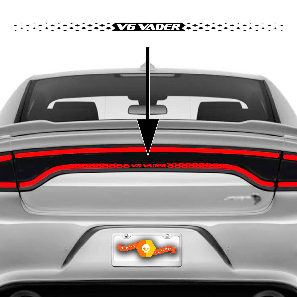 Rear Stop Light Vader V6  Vinyl Decal Sticker For Dodge Charger 2015 - 2023