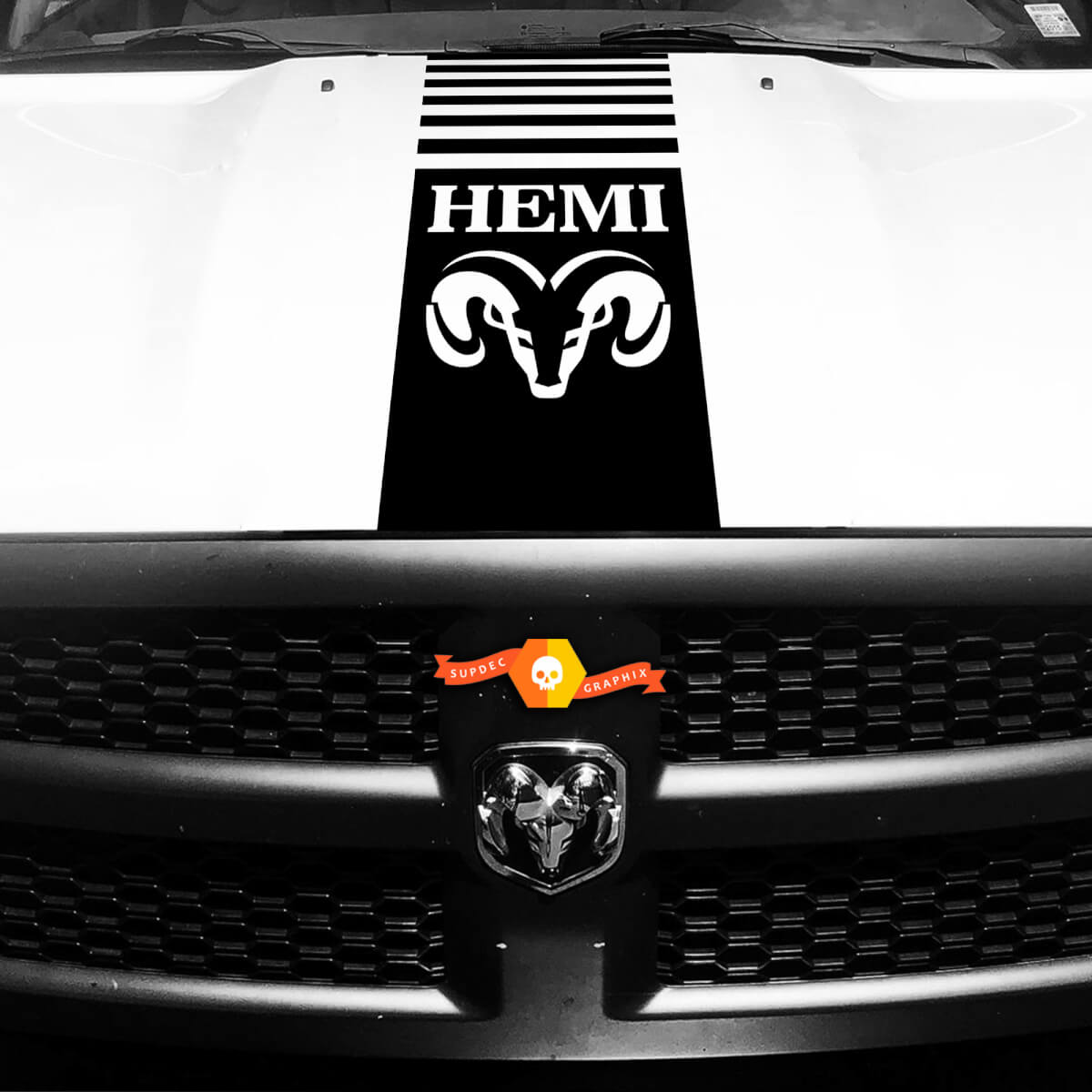 Hood Dodge Hemi Ram 1500 Head Truck Vinyl Decal Sticker Graphic