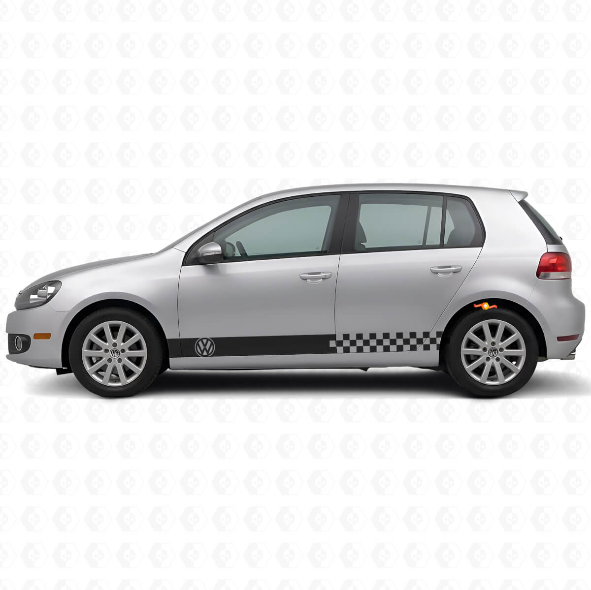 Checkered Side Stripes Vinyl Decal For Volkswagen Golf Mk4-7 Gti R32