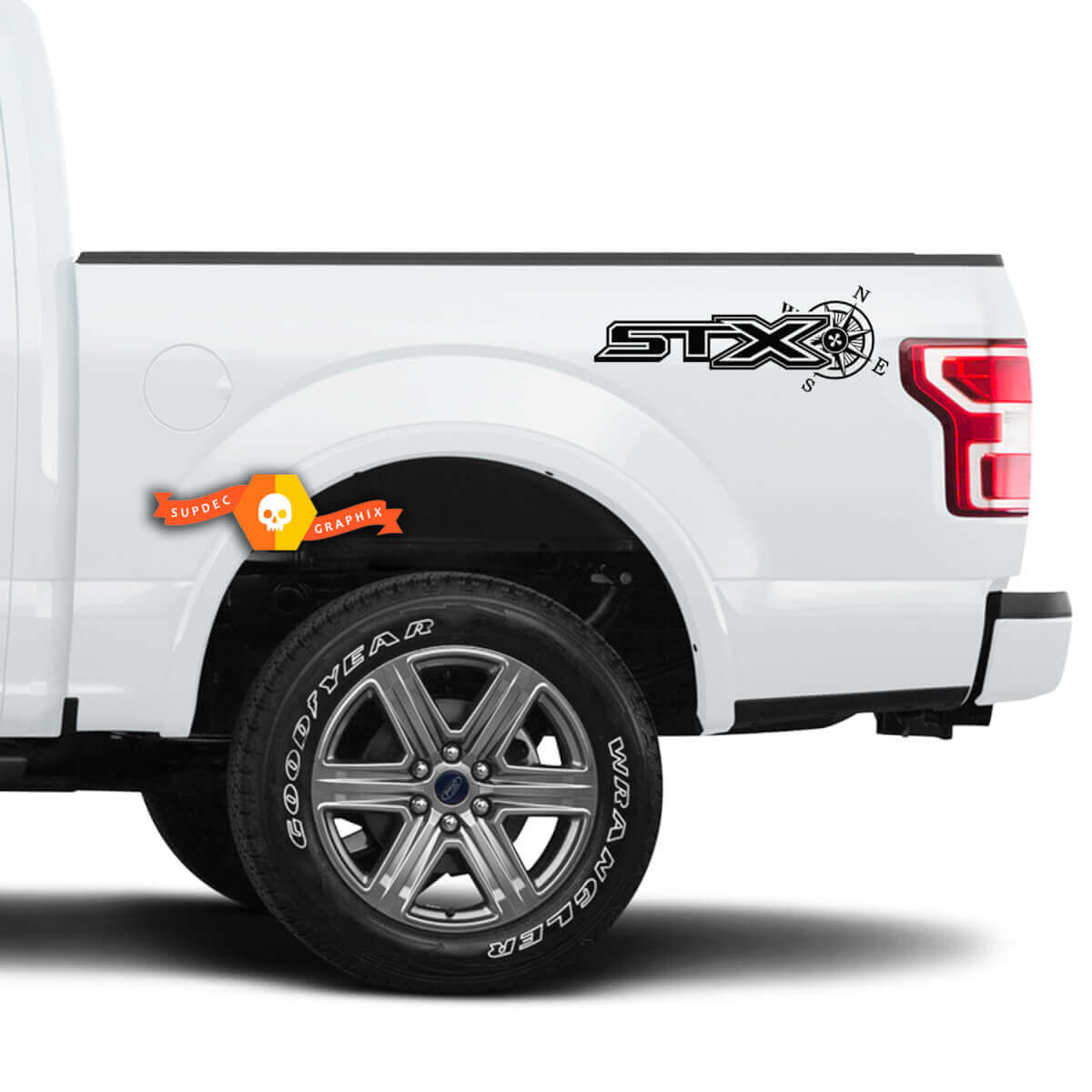 Pair STX Compass 4X4 Mountain Decals For Ford F150 F250 F350 Super Duty Truck Sticker Decal Vinyl
