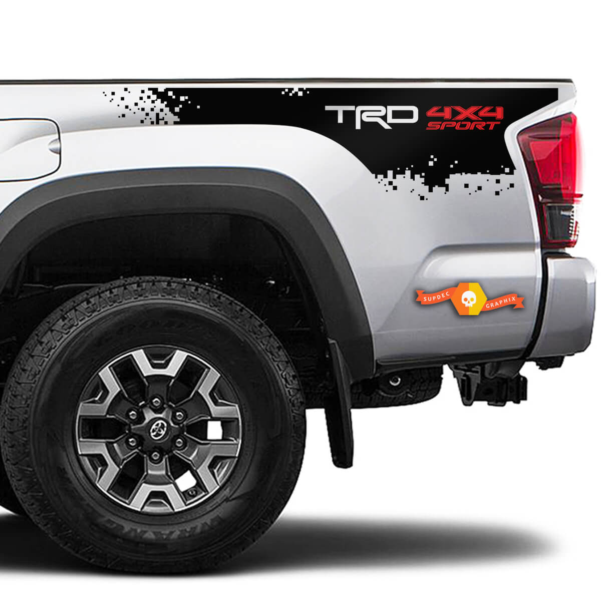 2 Toyota Tacoma 2016-2022+ TRD 4X4 Sport Destroyed Bed Side Bed Stripes Vinyl Stickers Decal for Toyota Tacoma