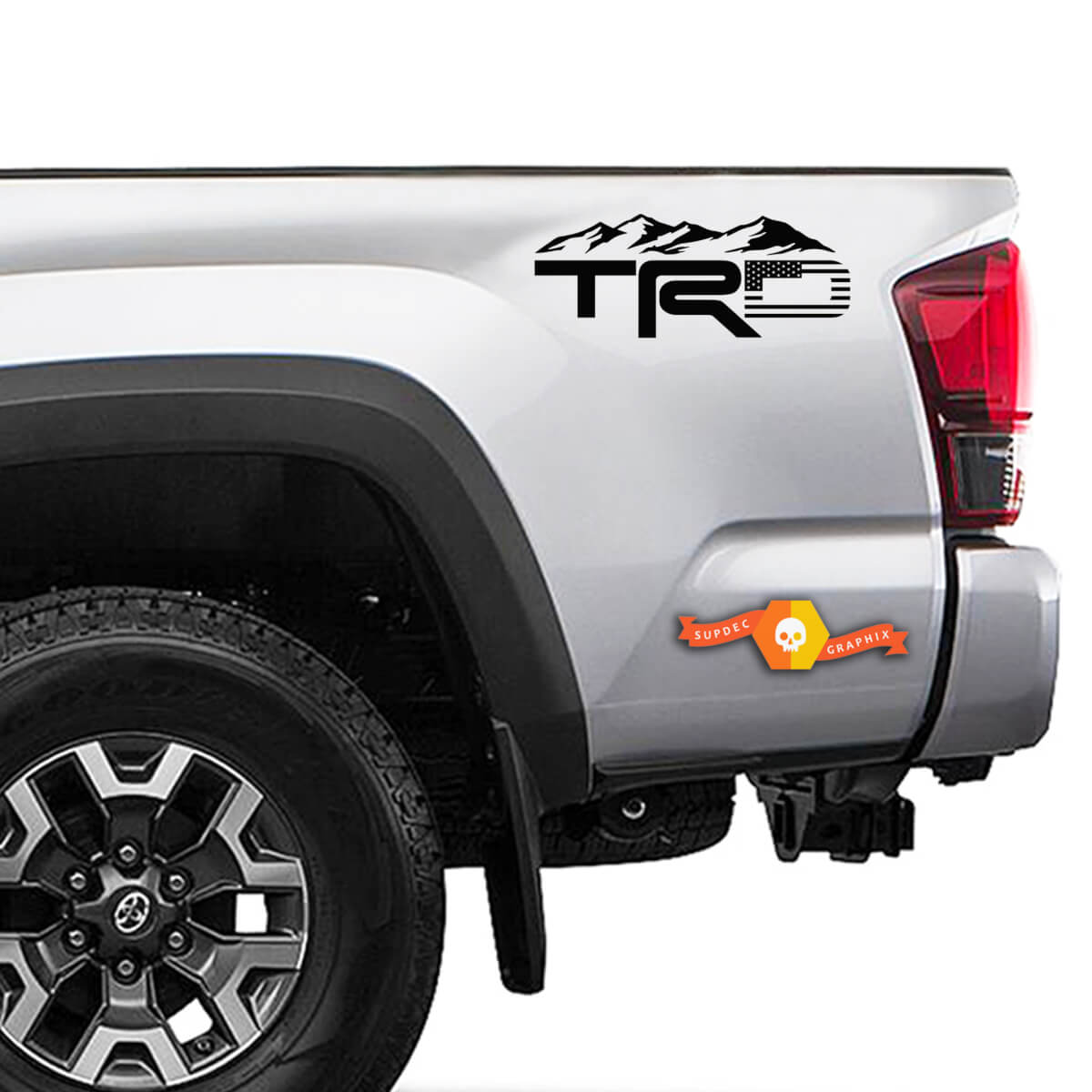TRD Mountain American Flag Decals Stickers Vinyl Bedsides Toyota Truck Tacoma Tundra Off Road Sport Graphic