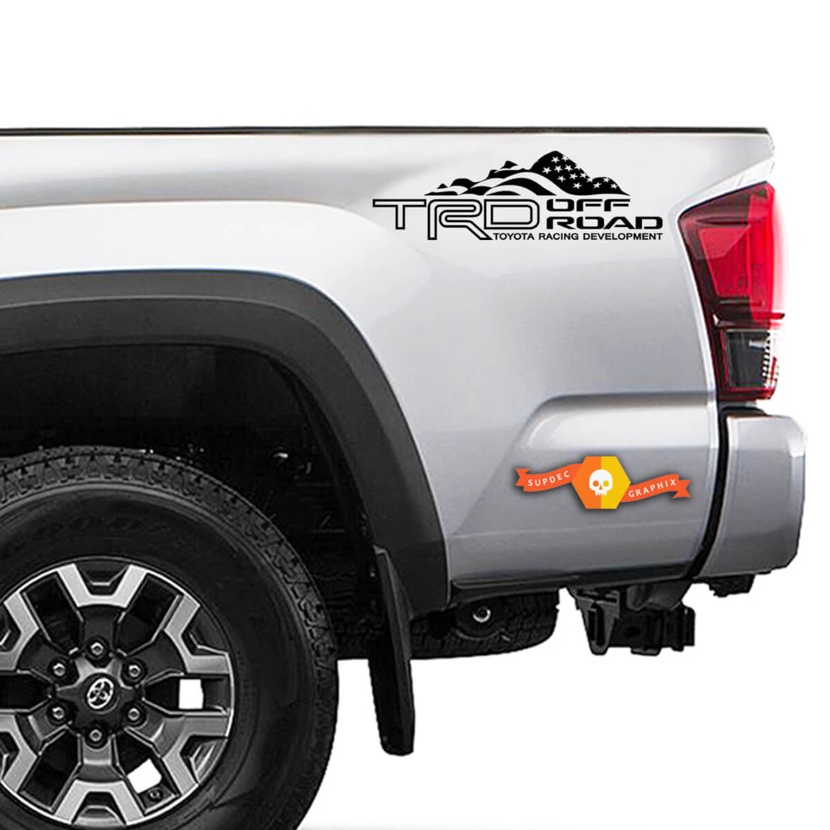 TRD Mountain American Flag Decals Stickers Vinyl Bedsides Toyota Truck Tacoma Tundra Off Road Graphic