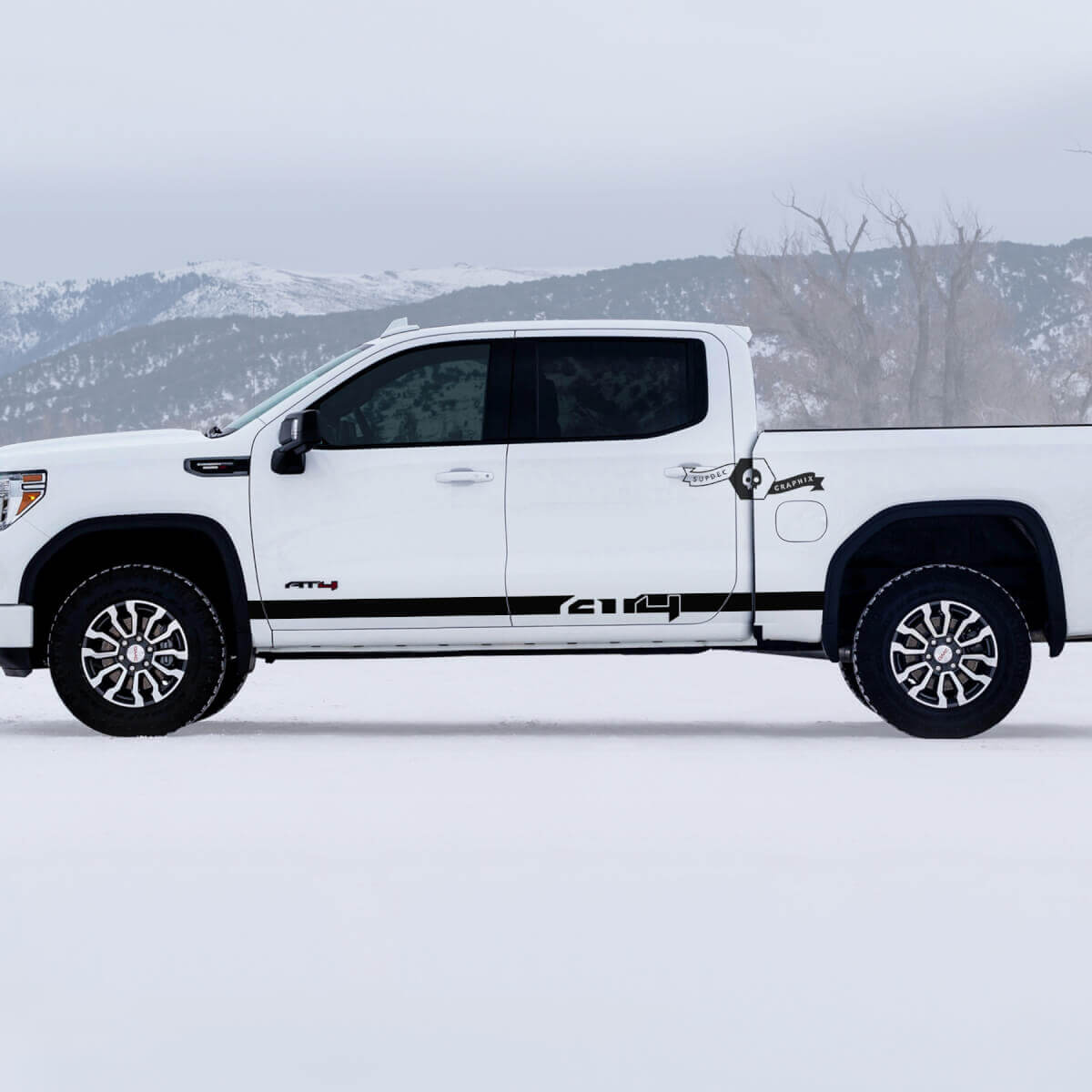 2 GMC GM Sierra 1500 AT4 Doors Rocker Panel stripes Side Bed Destroyed Вestroyed Decals Stickers
