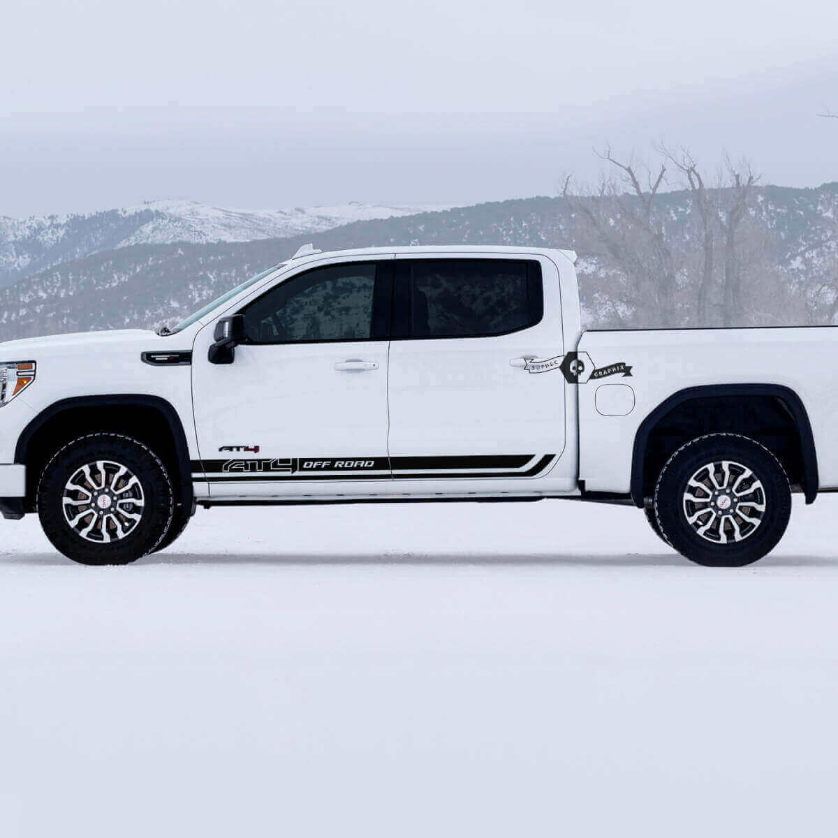 AT4 Off Road Rocker Panel Stripes Vinyl Decals Kit for GMC Sierra 1500 AT4 