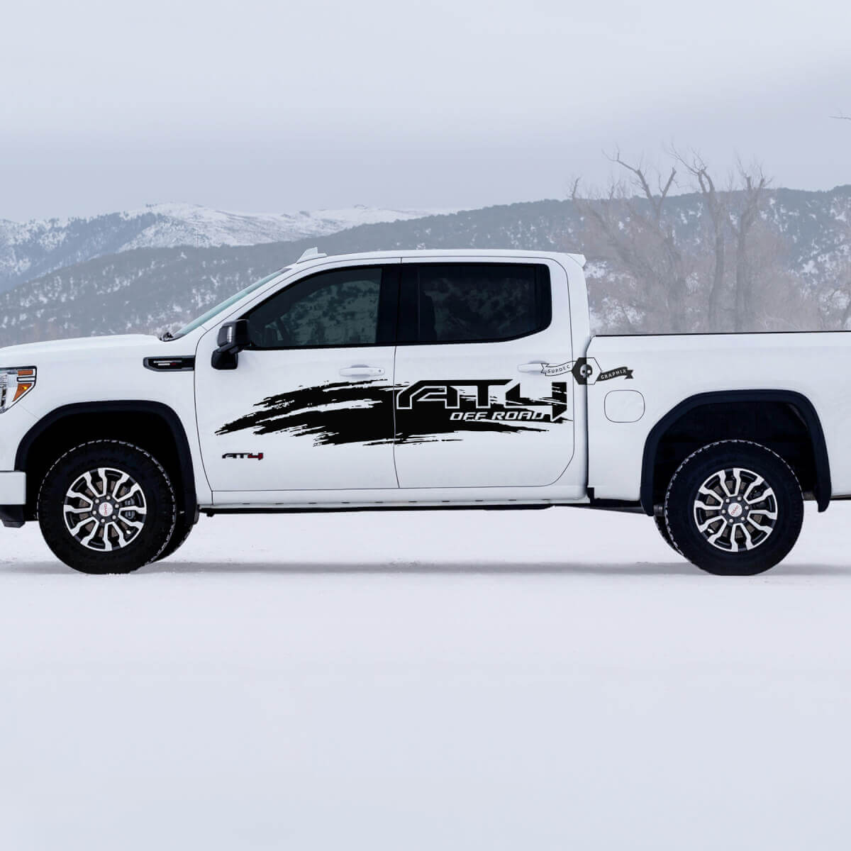 2 New GMC GM Sierra 1500 AT4 Doors Splash Off-Road Side Bed Destroyed Вestroyed Decals Stickers
