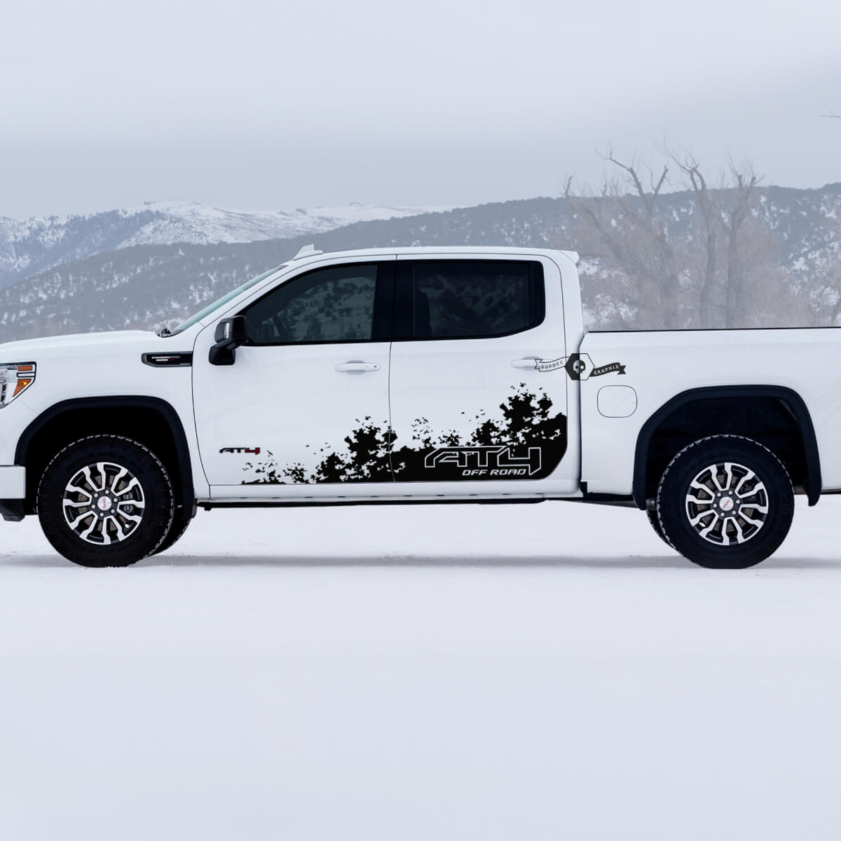 2 GMC GM Sierra 1500 AT4 Doors Splash Off-Road Side Bed Destroyed Вestroyed Decals Stickers
