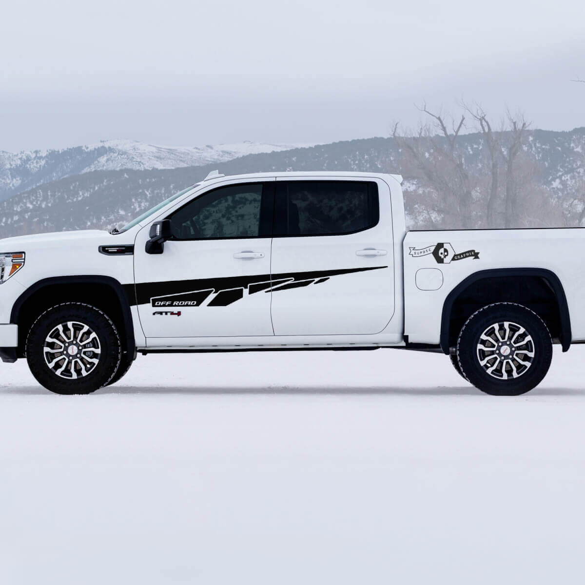 2 New GMC GM Sierra 1500 AT4 Fender Doors Splash Off-Road Side Bed Destroyed Вestroyed Decals Stickers
