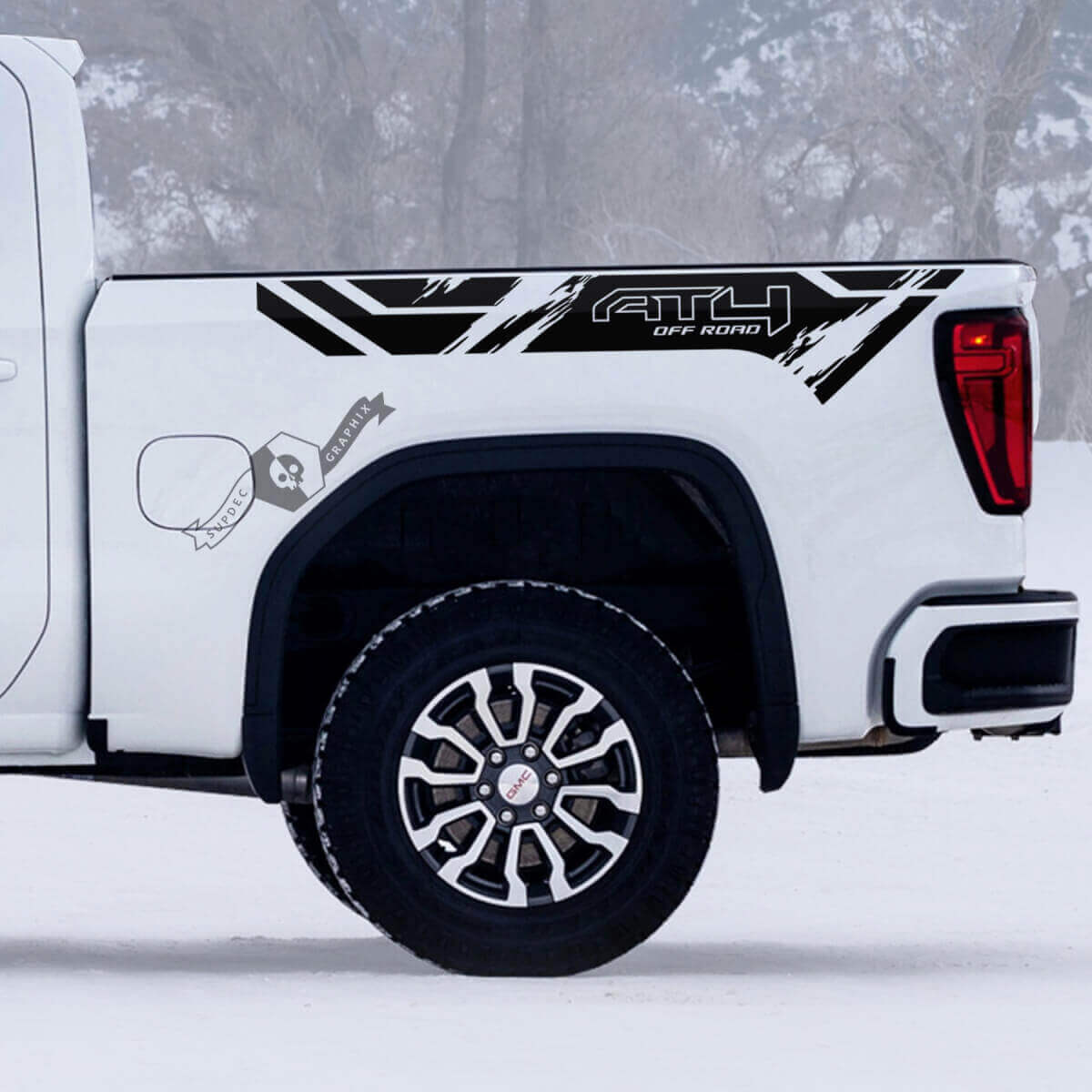 AT4 Off Road Distressed Bed Side Vinyl Decals Kit for GMC Sierra 1500