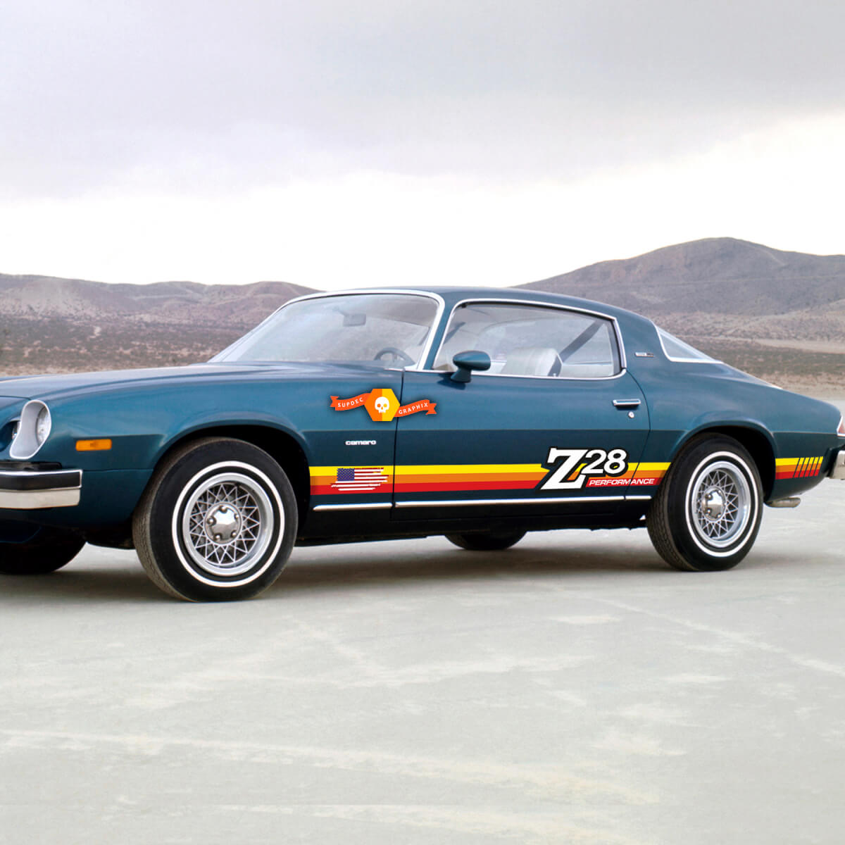 Pair Chevrolet CAMARO Z28 Doors Decal sticker classic 1974 - 1981 Vintage Stripe
