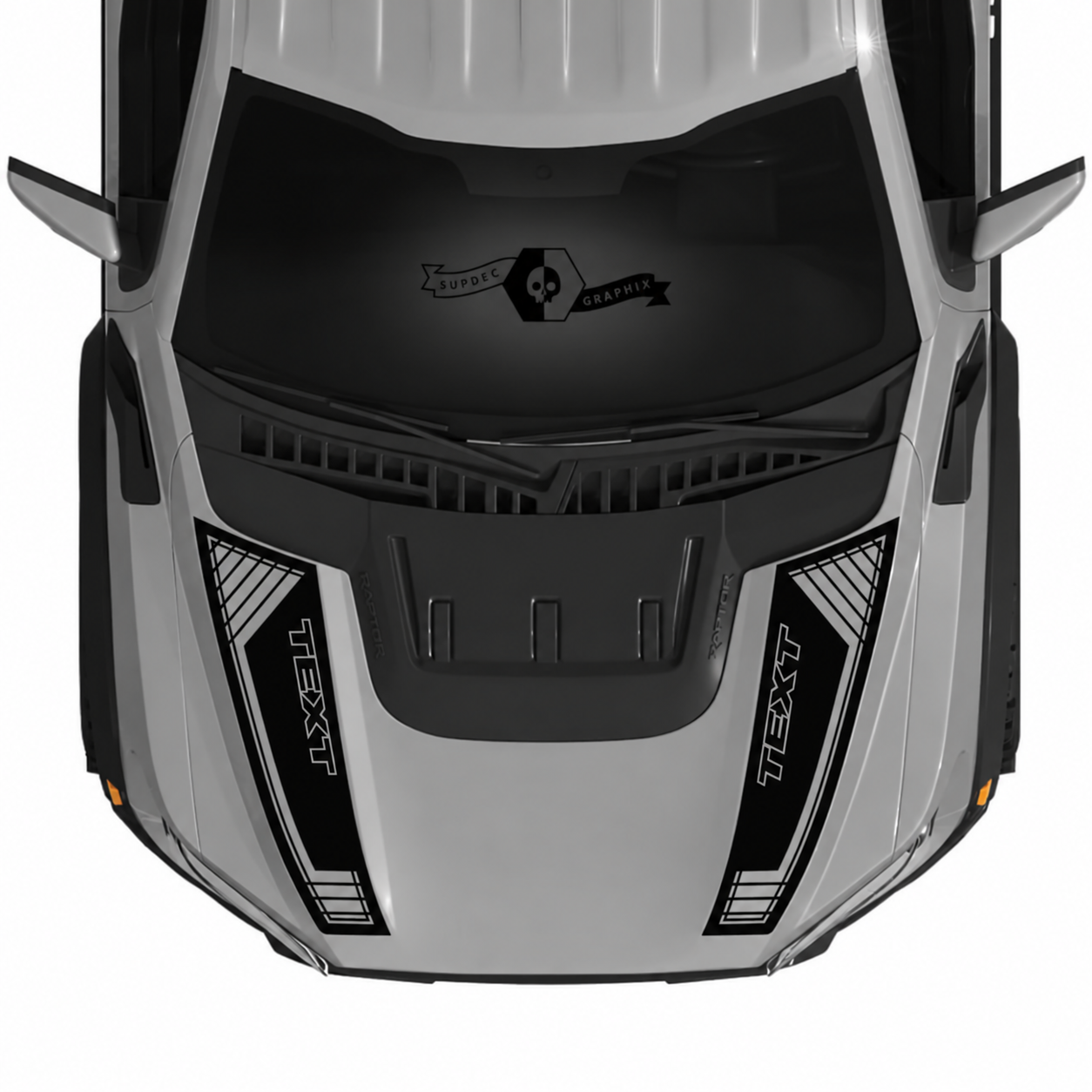 Custom Text Hood Stripe Graphics Kit Vinyl Decals Stickers for Musclecar truck power truck SVT 2022-2023