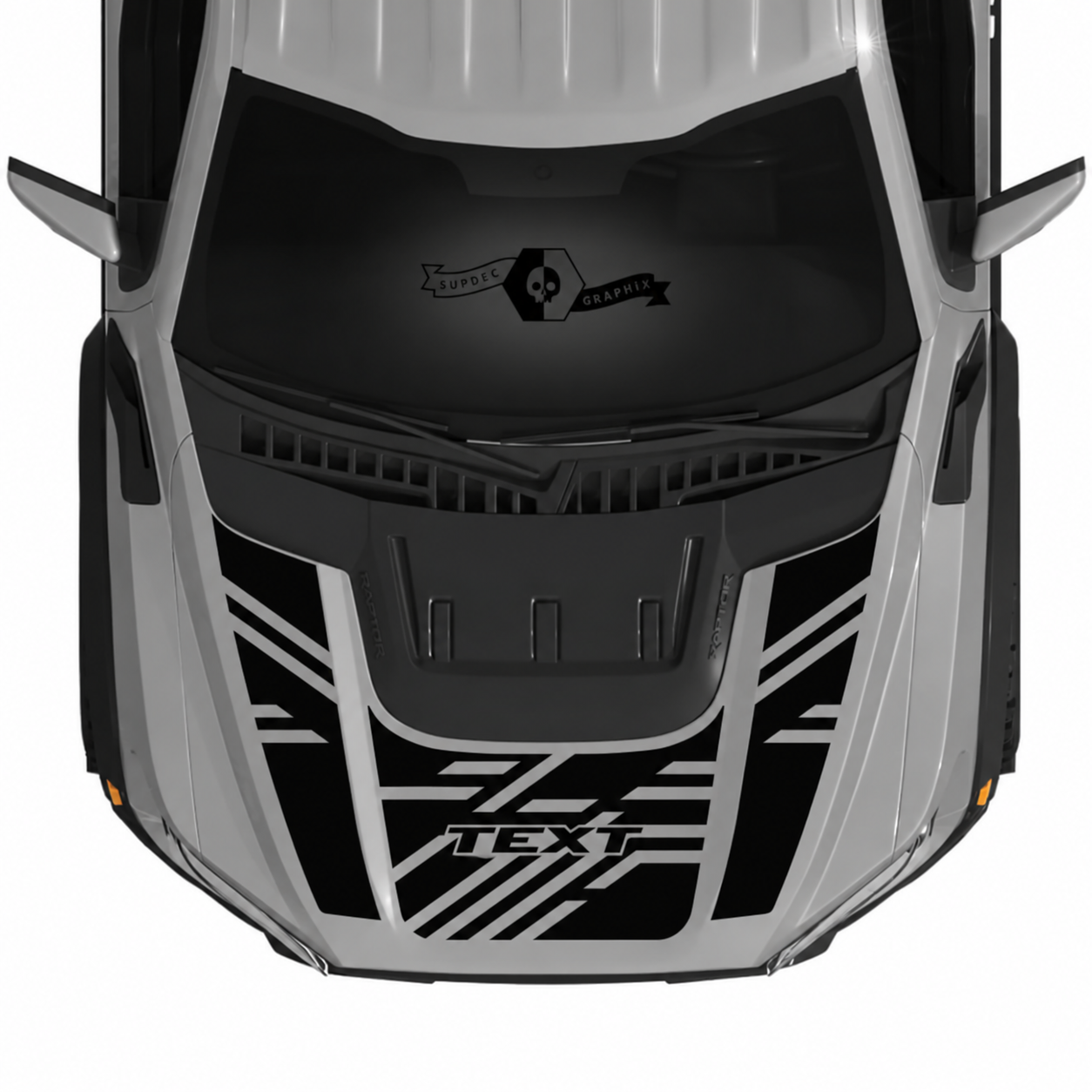 Custom Text Hood Scoop Logo Lines Graphics Kit Vinyl Decals Stickers for Musclecar truck power truck SVT 2022-2023